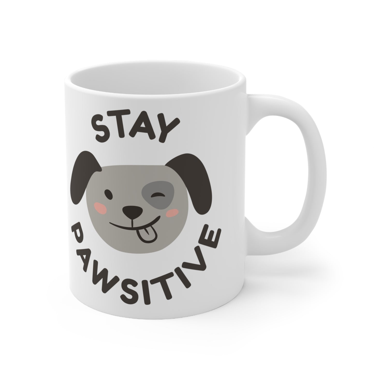 Dog dad, stay pawsitive, White Ceramic Mug, 11oz, Uk, Us, Aus, dog lover, him, male, gift, set