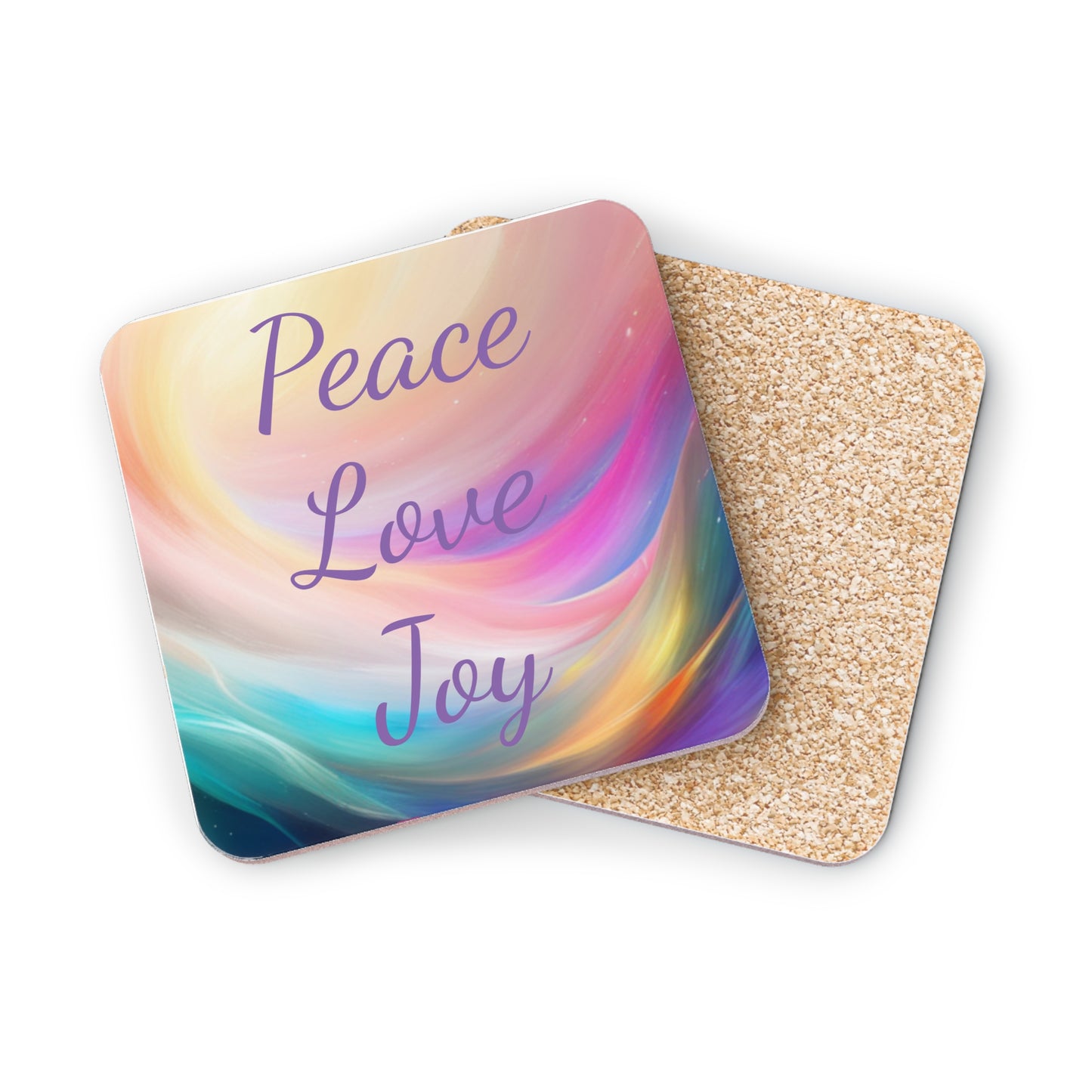 Peace, love, joy Coasters, singe or set of 4, round or square, upgrade your decor and be reminded of your high vibe intentions with every sip, Aus, UK, USA