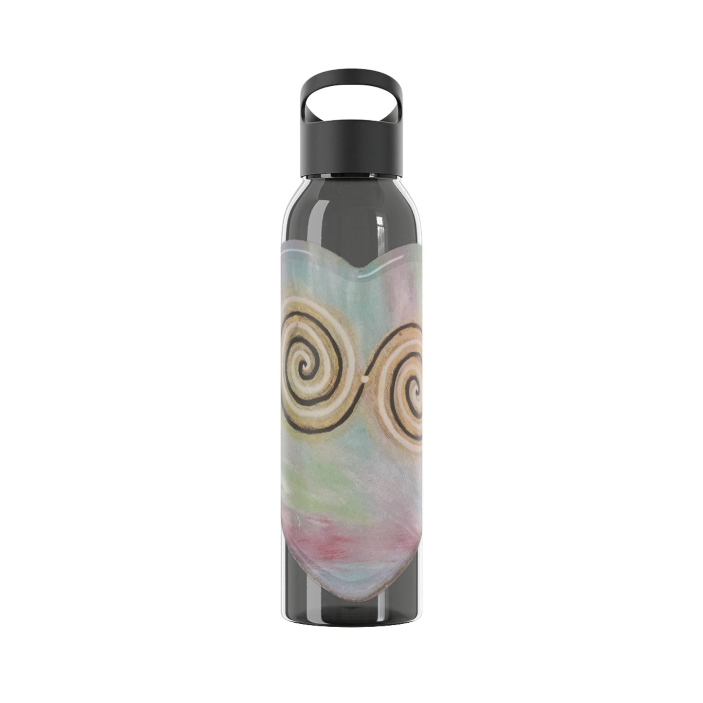 Activated twinflame unity Water Bottle, alchemical art double spiral geometry energises tthe contents of the bottle, divine masculine and feminine unity and balance