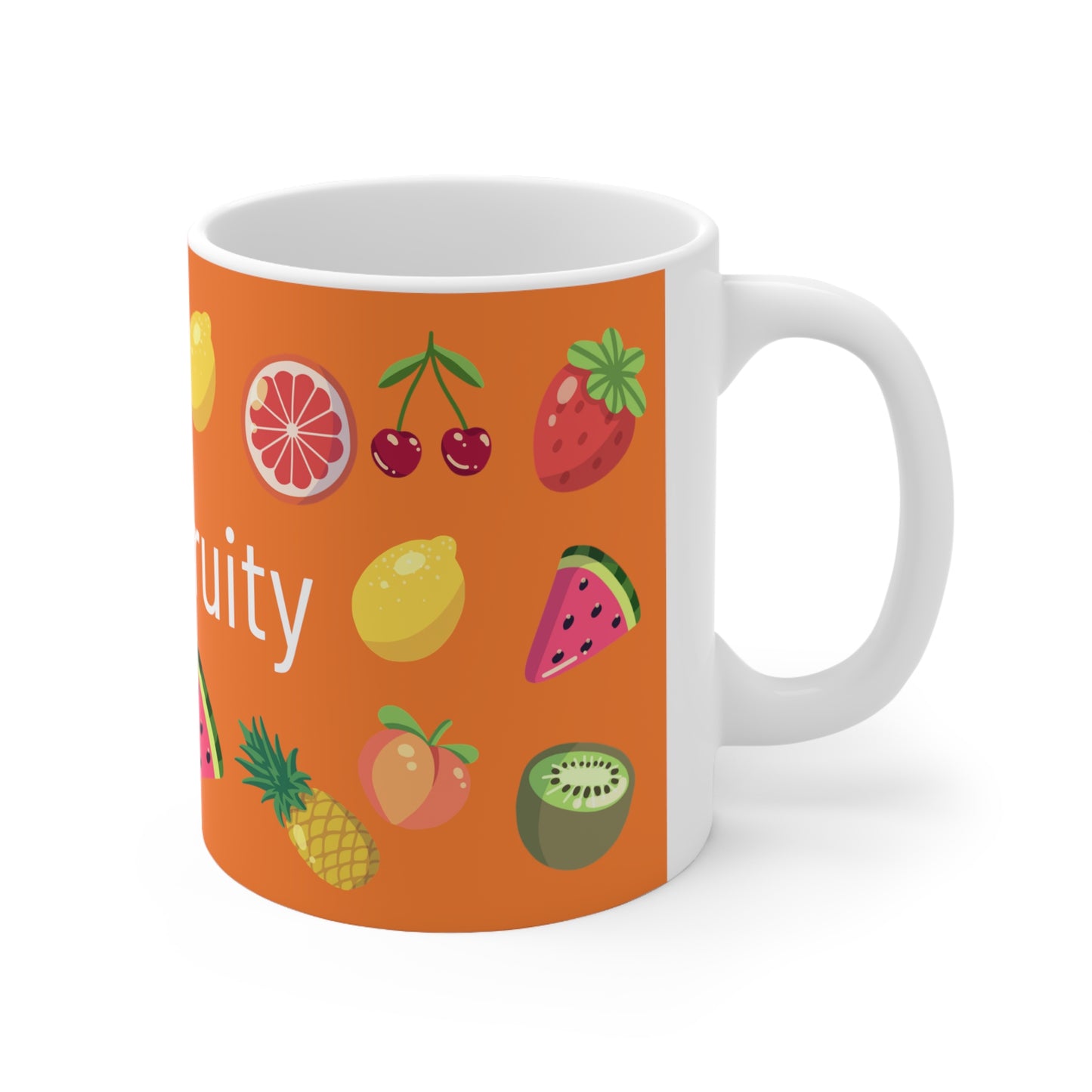 Stay Fruity White Ceramic Mug, 11oz, UK, US, AUS, fruits, summer, orange, coffee, unisex, for him/her