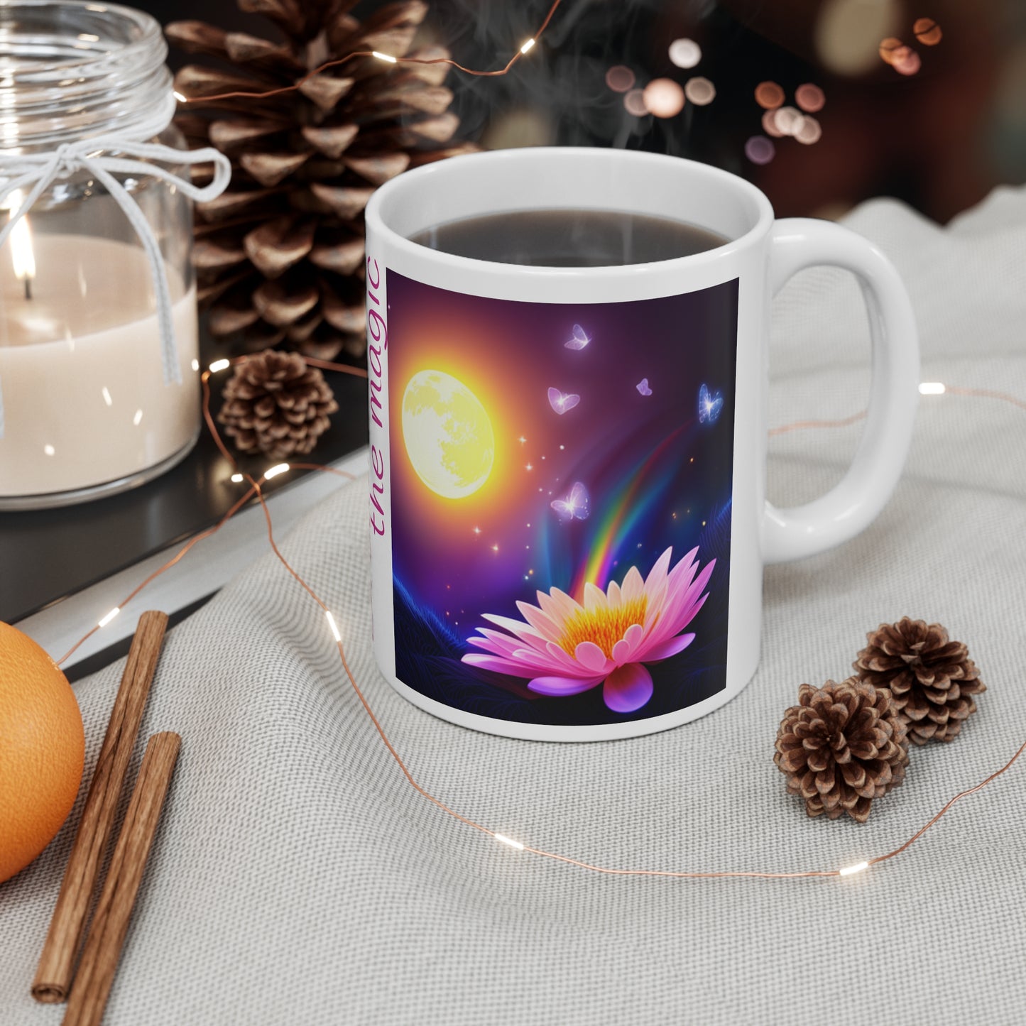 Breathe in the magic White Ceramic Mug, 11oz, UK, US, AUS, magic, coffee, gift for her