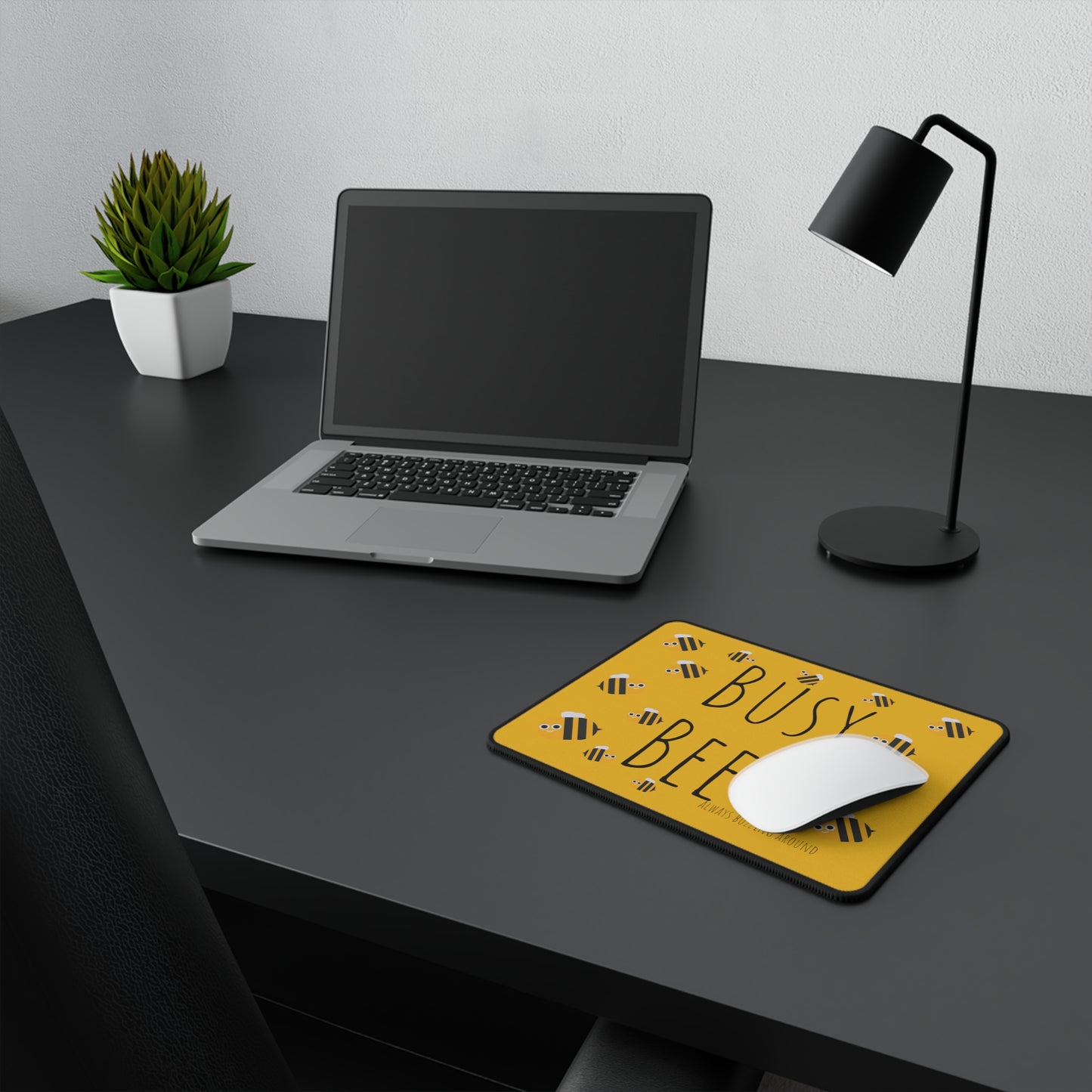 Busy bee always buzzing around Non-Slip Mouse Pad, Uk, Us, Aus, gaming, office, home, yellow, bees, bee lover