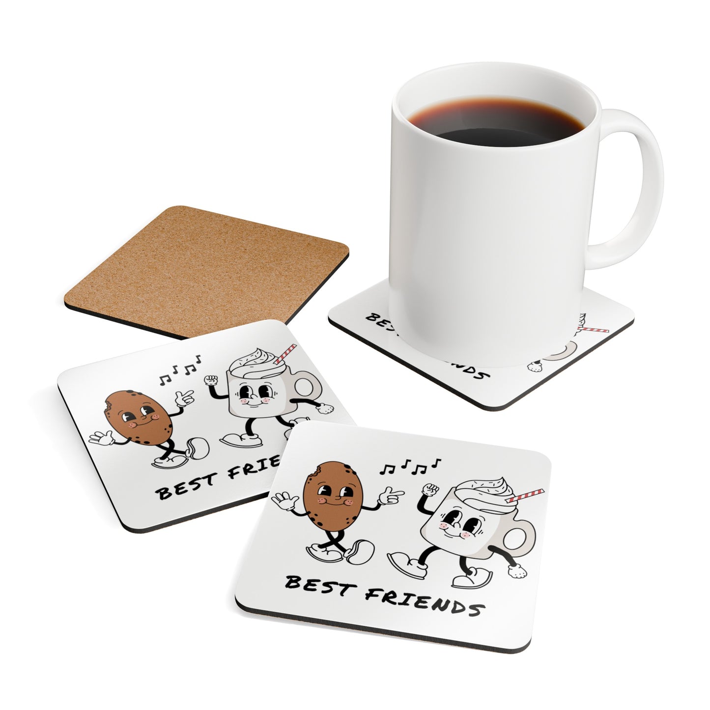 Best Friends Corkwood Coaster Set, Uk, Aus, Us, gift for everyone, Besties, Office, Home, present, cute, love, her, him