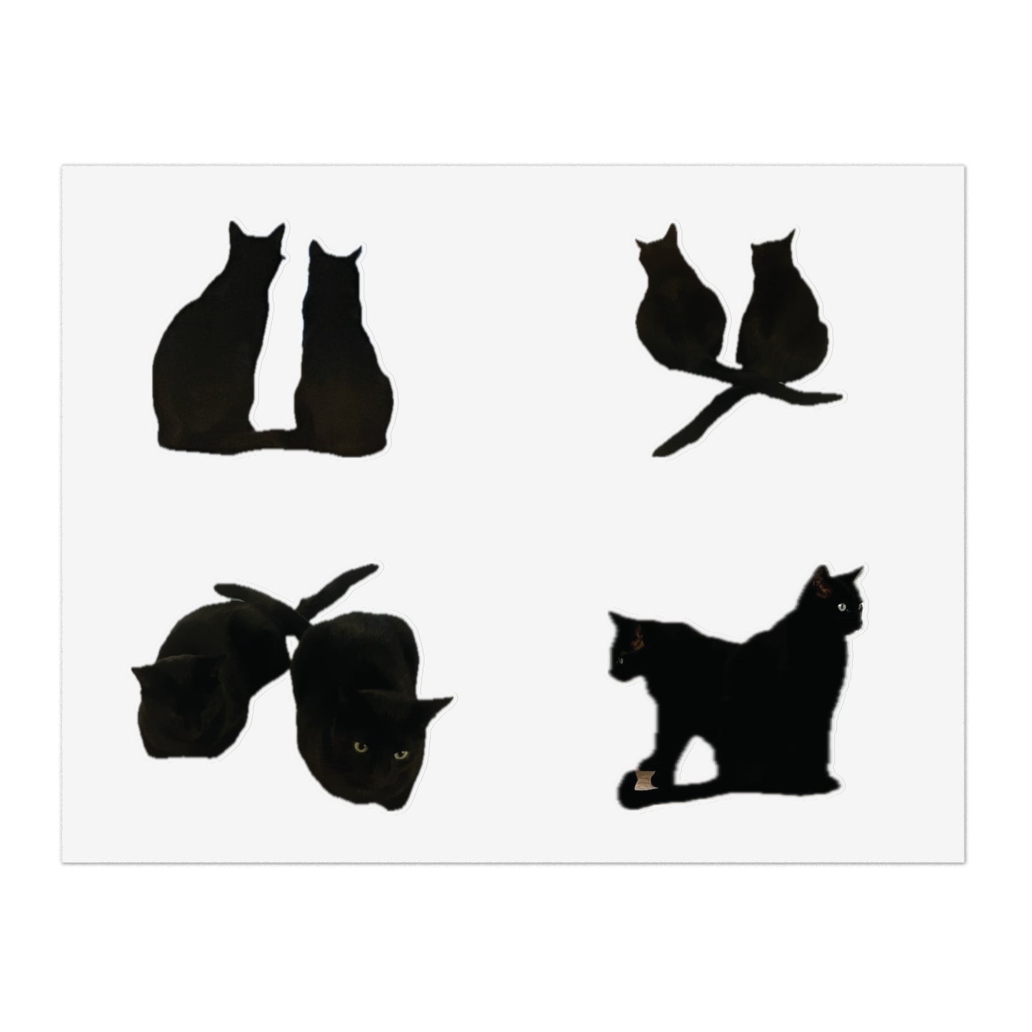 Black cat duo Sticker Sheets, black cat love, two black cats in configurations, Majik and Mischif