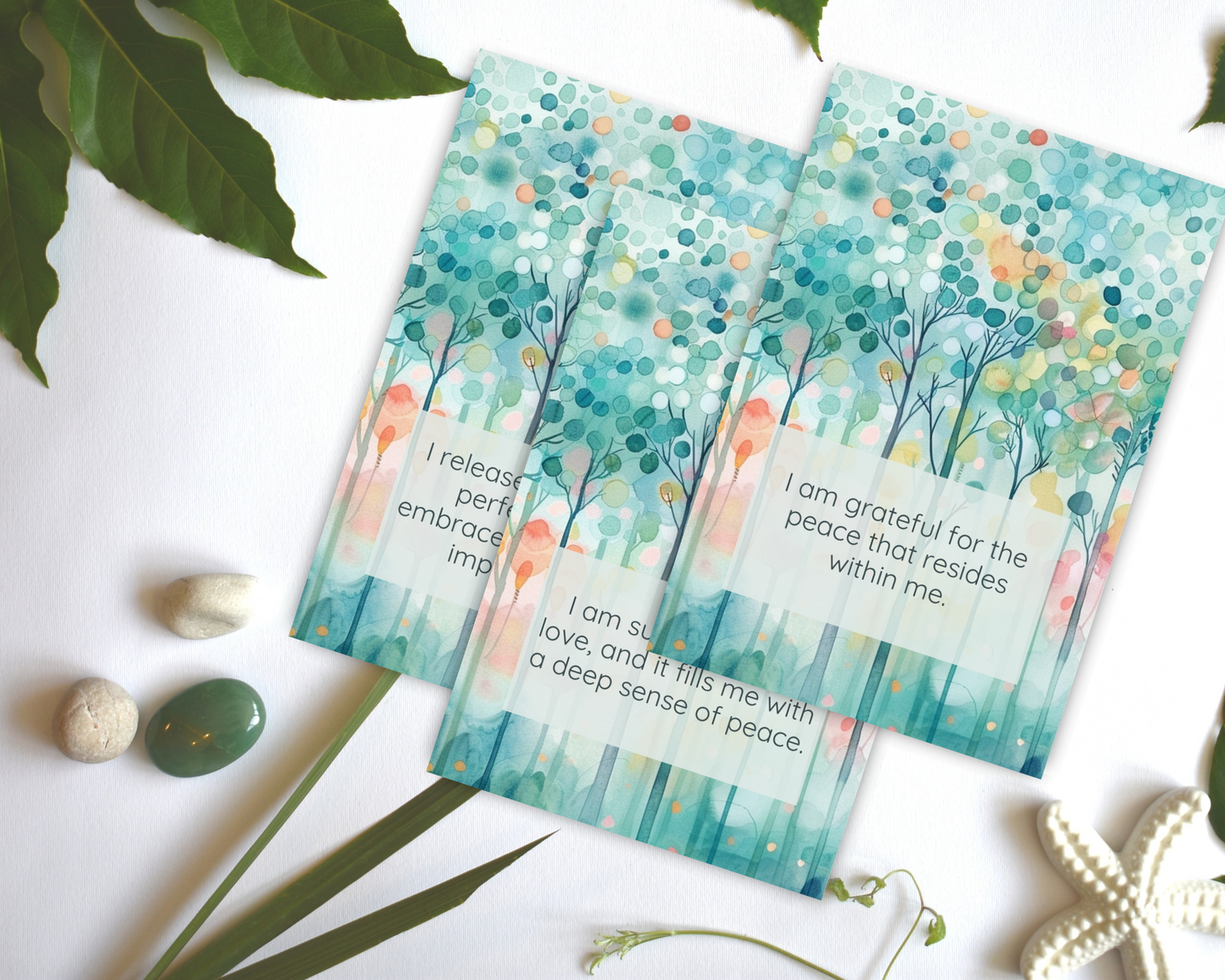 Inner Peace Affirmations Gift Set, including a set of 30 cards and Guided Inner Peace Manifestation Journal