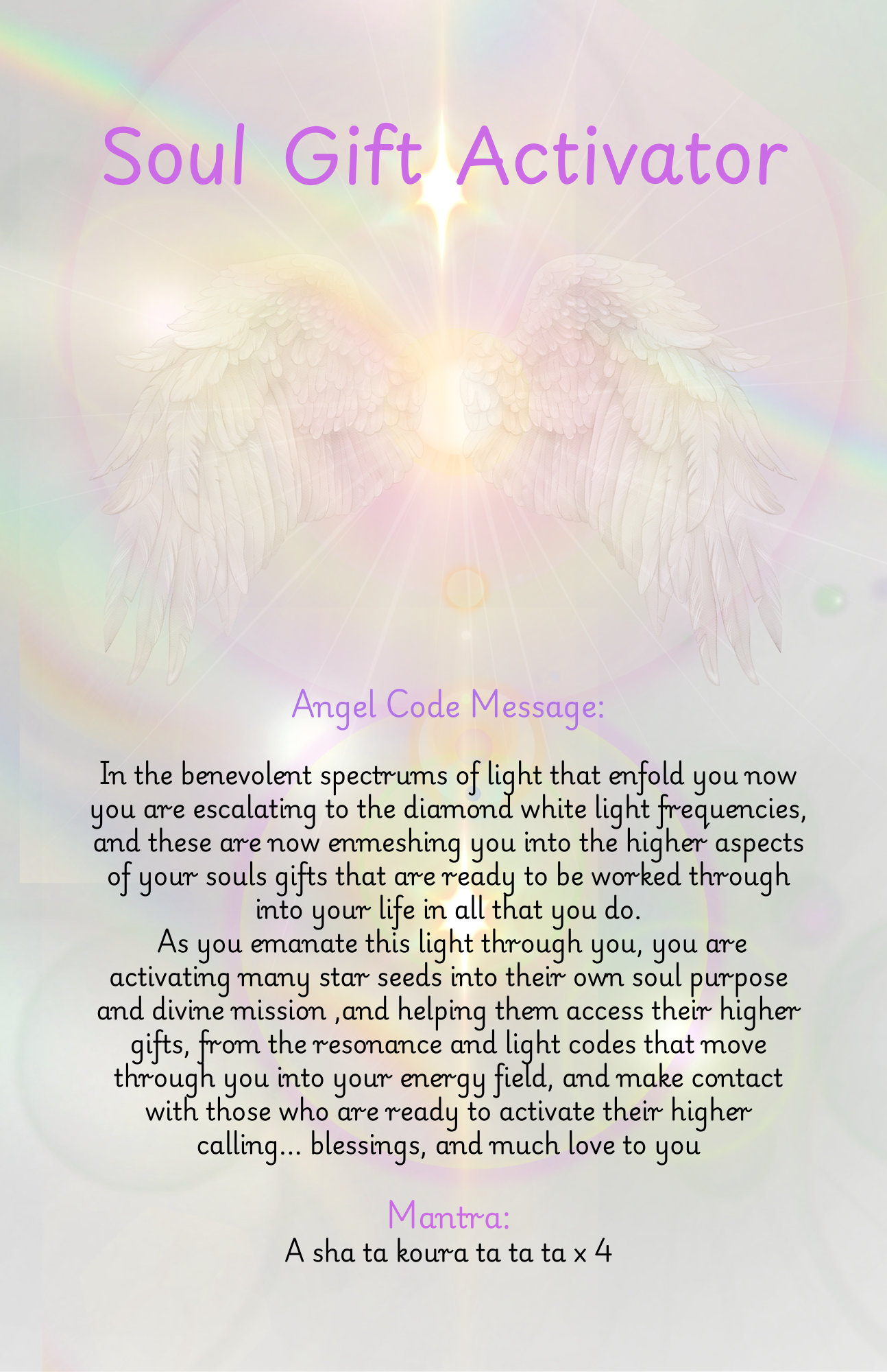 Personal Angel Code with Written Light Language and channelled message from the angels, made to order