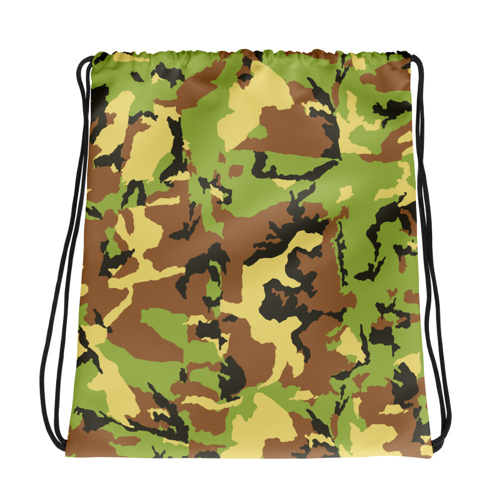 Drawstring bag, army camo print, polyester