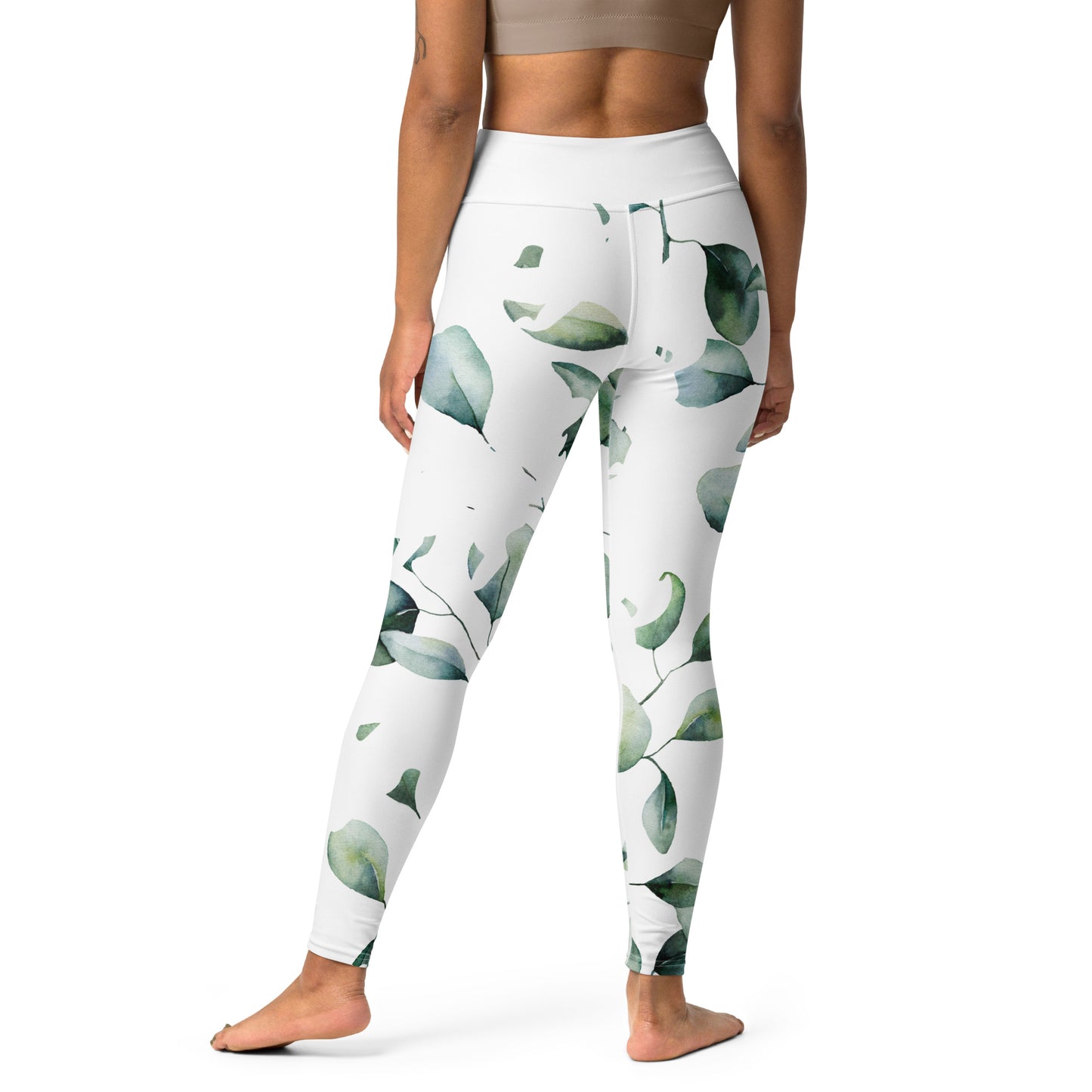 Yoga Leggings, soft, elegant, leaf green design, super soft, comfortable, stretchy, microfibre