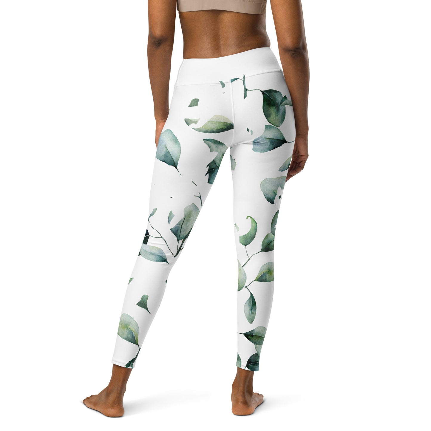 Yoga Leggings, soft, elegant, leaf green design, super soft, comfortable, stretchy, microfibre