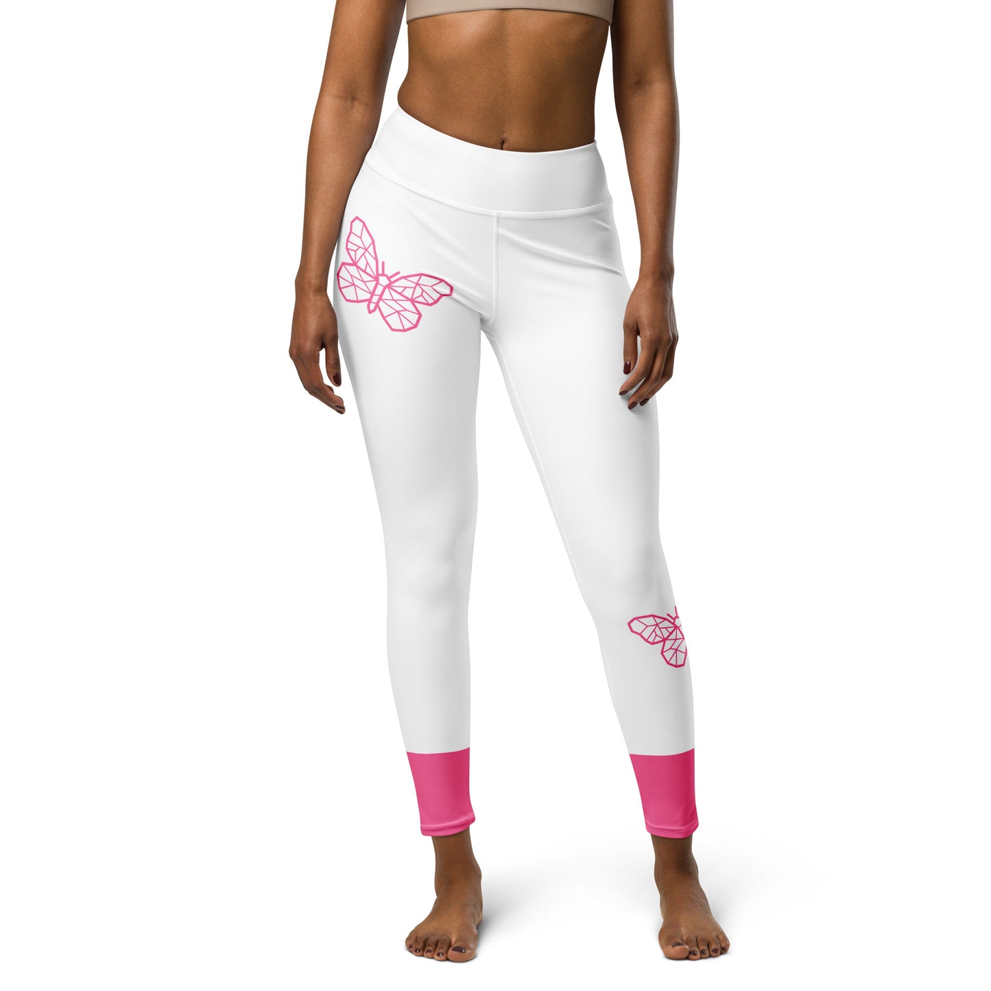 Yoga Leggings, pink butterfly design, for comfort and elegance, for the yogini, lounger or for day to day comfort, microfiber