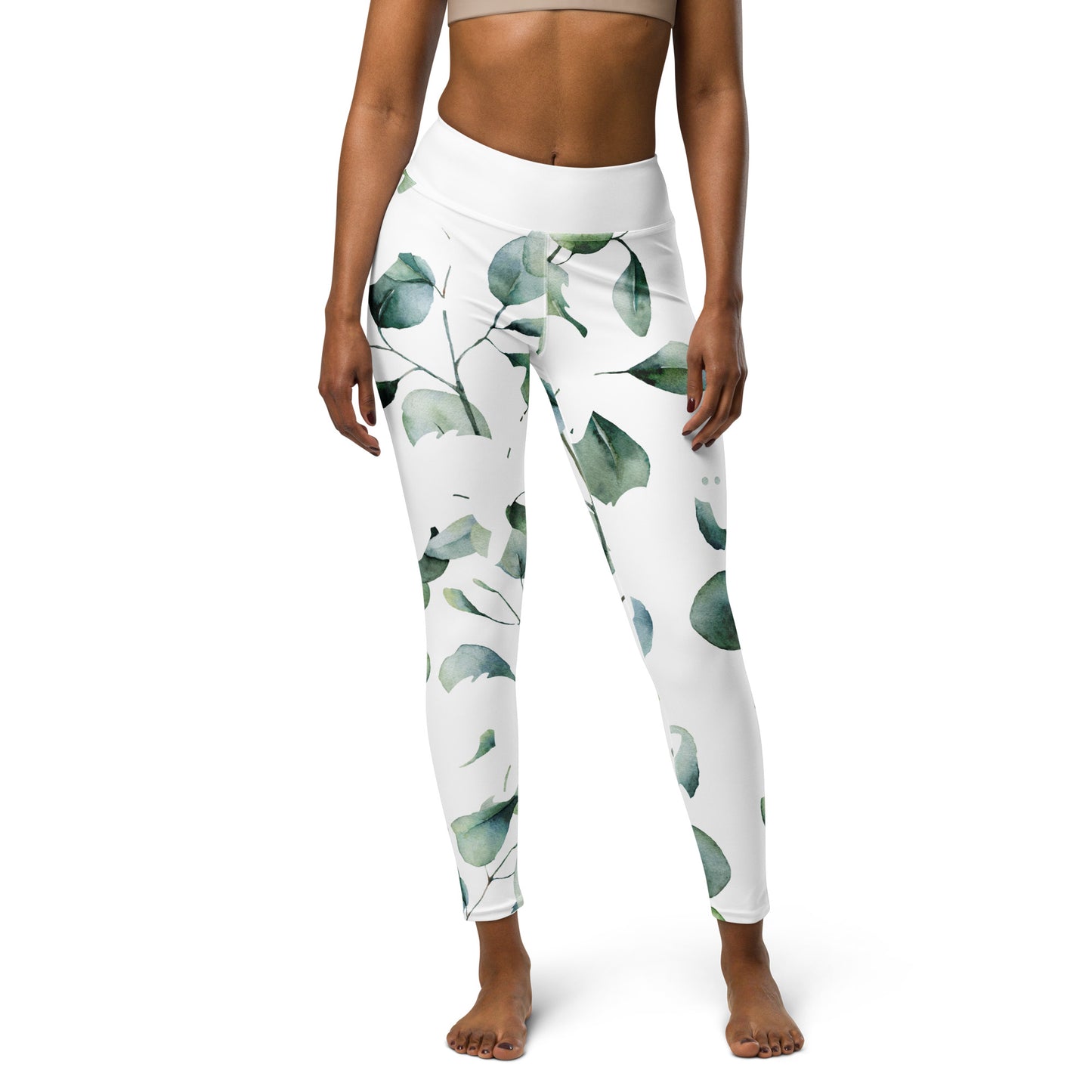 Yoga Leggings, soft, elegant, leaf green design, super soft, comfortable, stretchy, microfibre