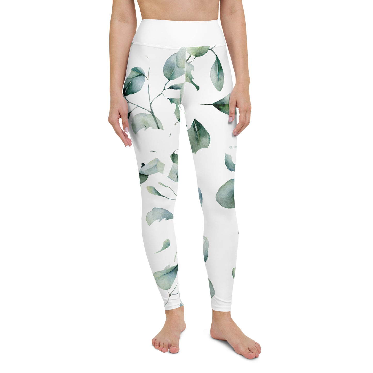 Yoga Leggings, soft, elegant, leaf green design, super soft, comfortable, stretchy, microfibre