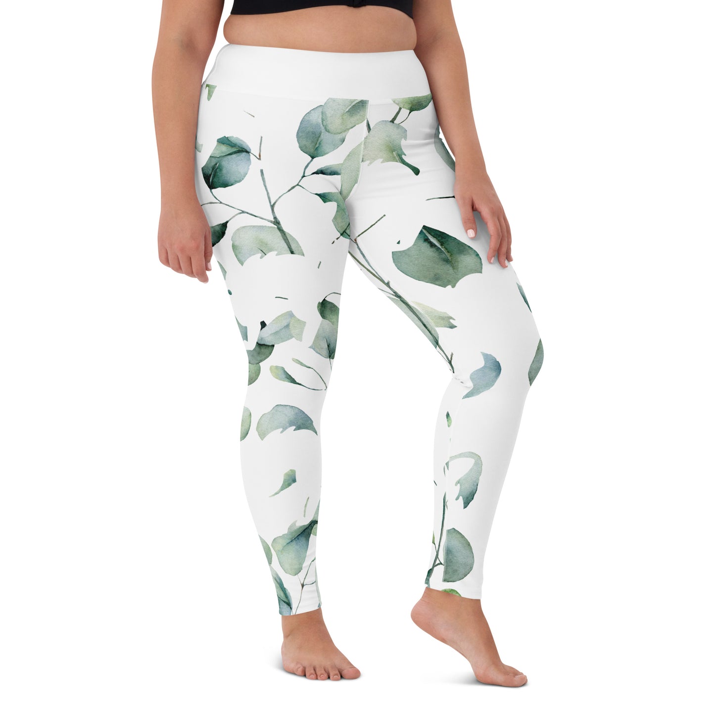 Yoga Leggings, soft, elegant, leaf green design, super soft, comfortable, stretchy, microfibre