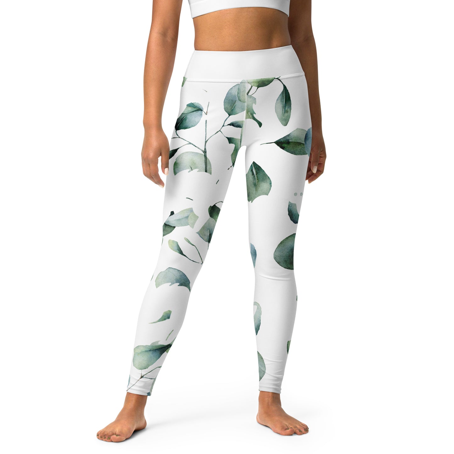 Yoga Leggings, soft, elegant, leaf green design, super soft, comfortable, stretchy, microfibre