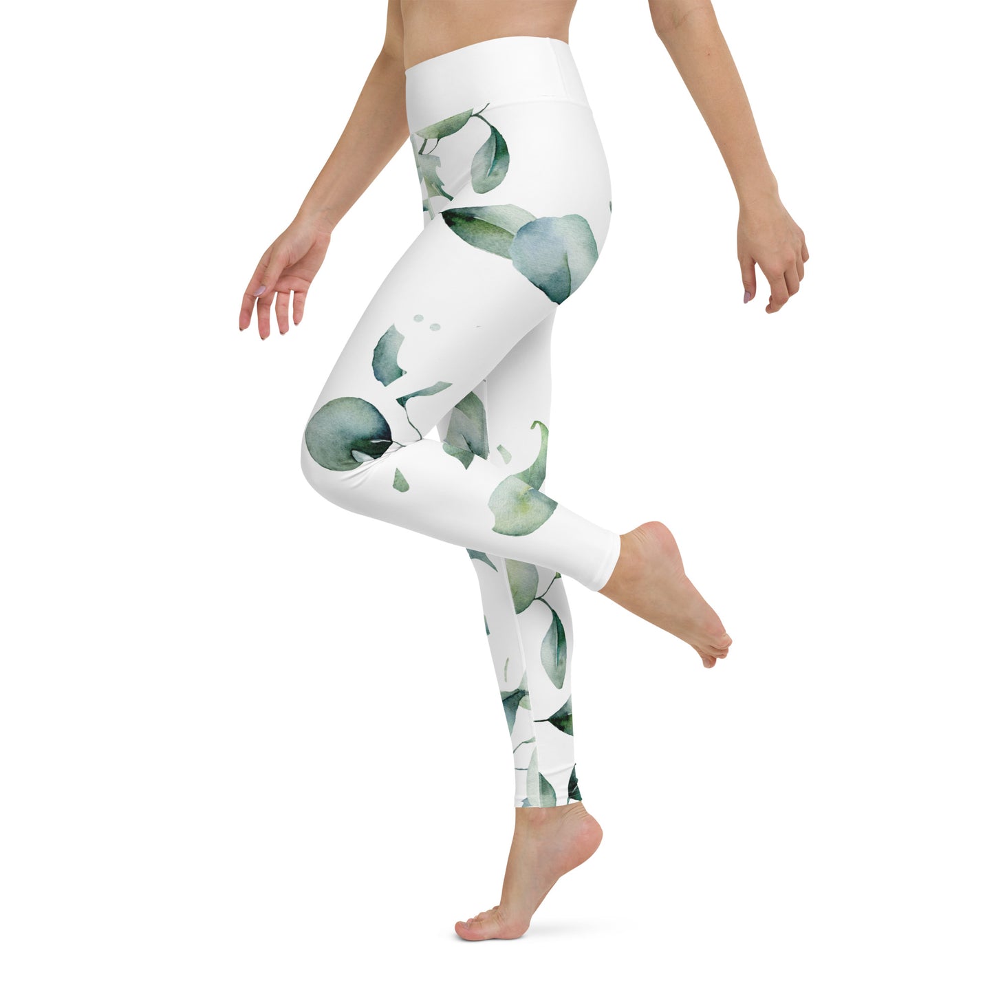 Yoga Leggings, soft, elegant, leaf green design, super soft, comfortable, stretchy, microfibre