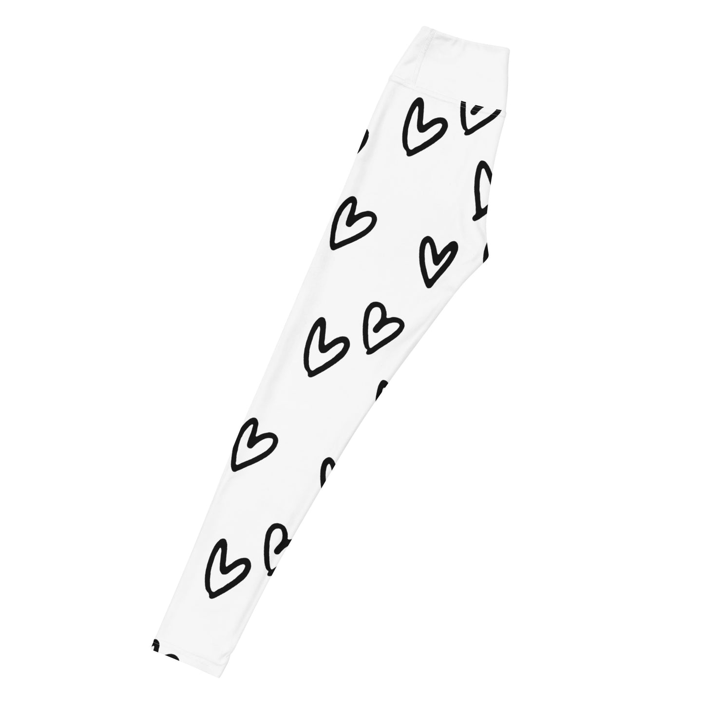 Yoga Leggings, soft, comfortable, stretchy, microfibre, white with black hearts