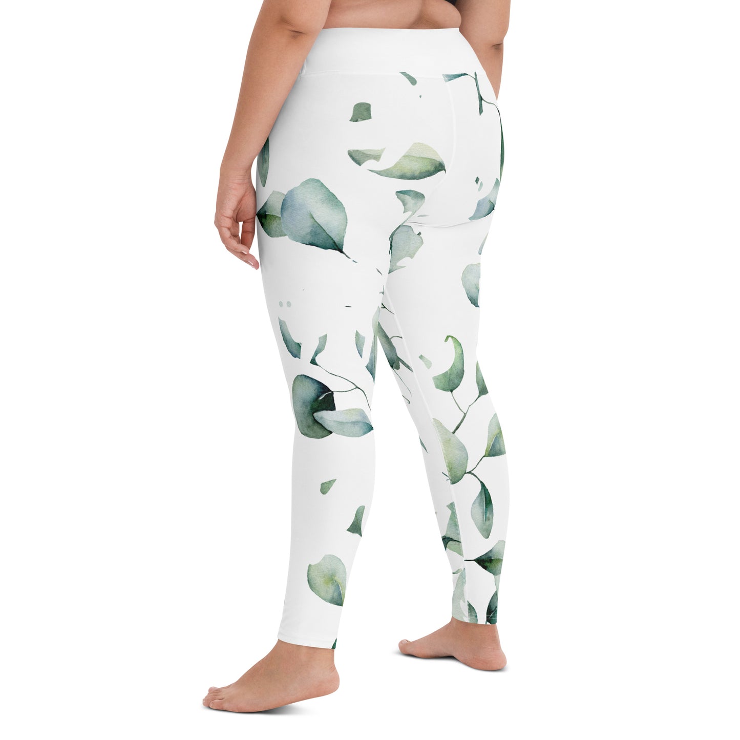 Yoga Leggings, soft, elegant, leaf green design, super soft, comfortable, stretchy, microfibre