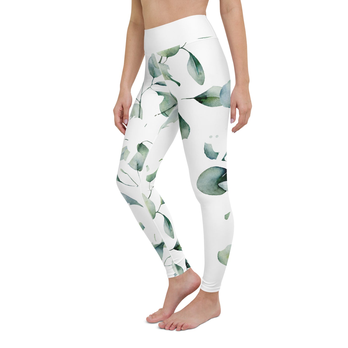 Yoga Leggings, soft, elegant, leaf green design, super soft, comfortable, stretchy, microfibre