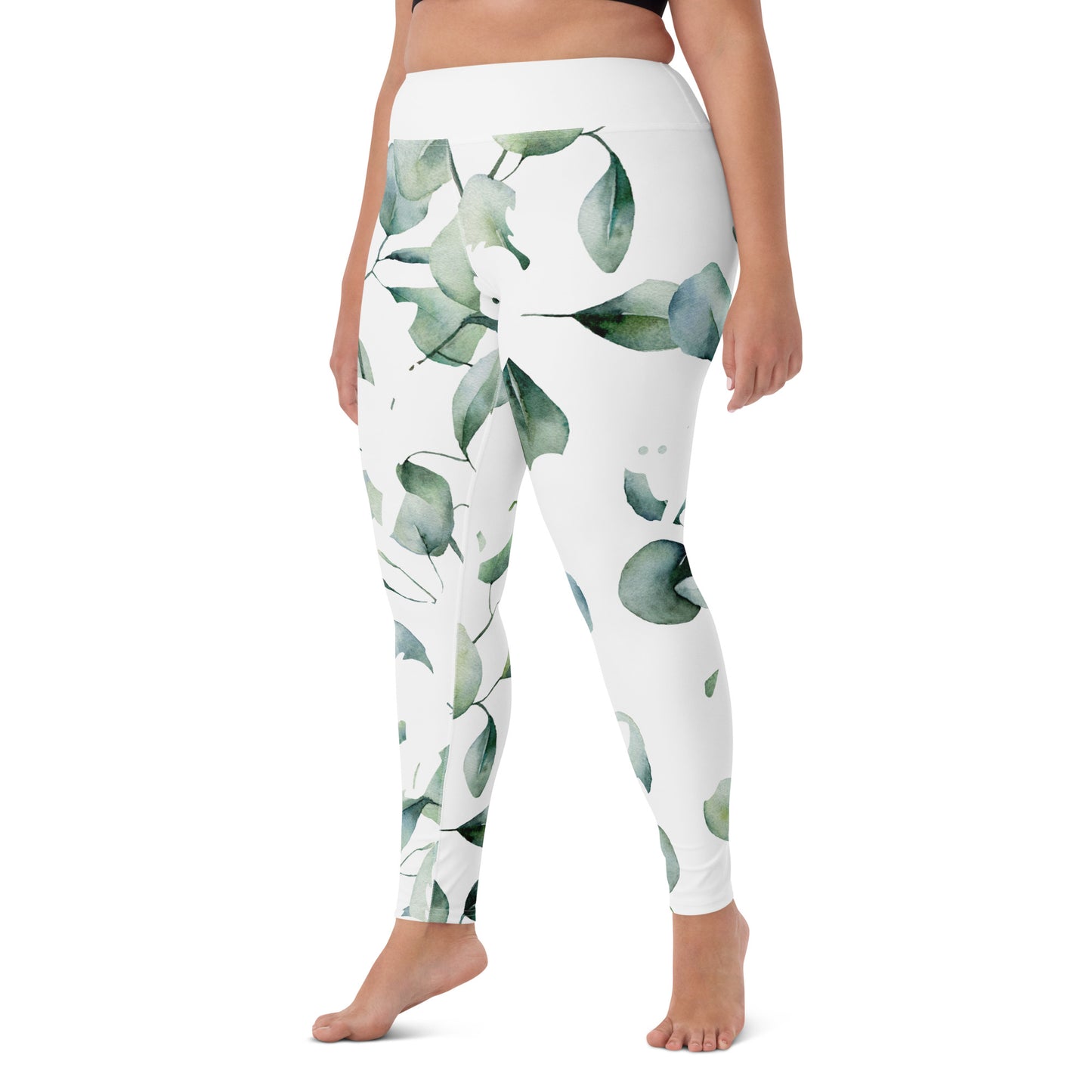 Yoga Leggings, soft, elegant, leaf green design, super soft, comfortable, stretchy, microfibre