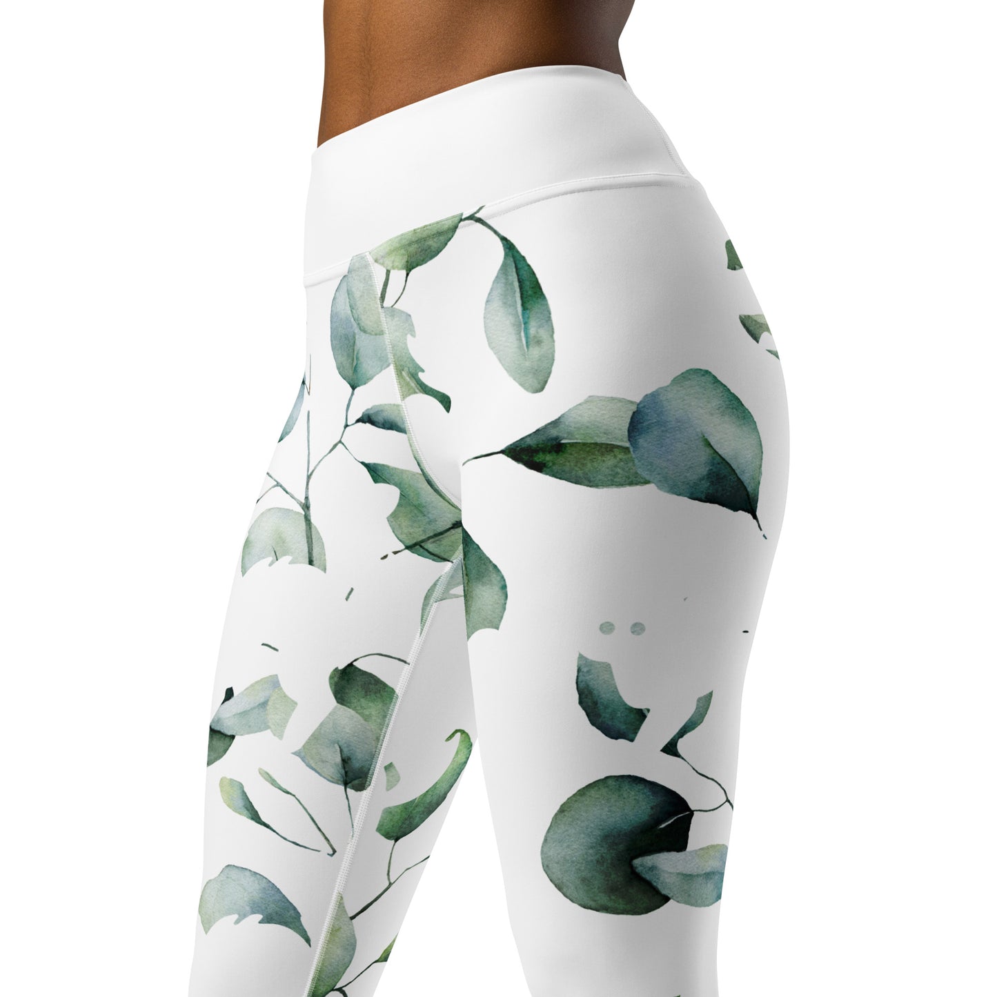 Yoga Leggings, soft, elegant, leaf green design, super soft, comfortable, stretchy, microfibre