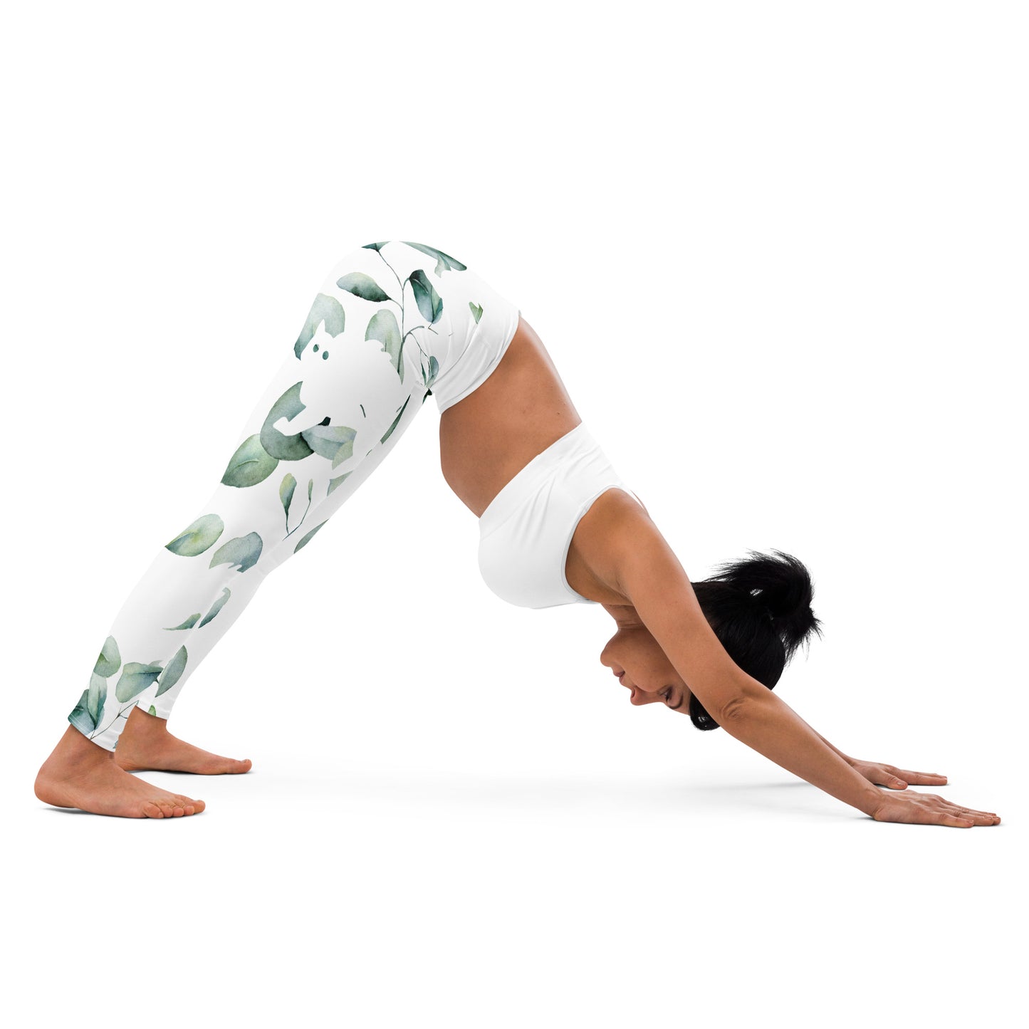 Yoga Leggings, soft, elegant, leaf green design, super soft, comfortable, stretchy, microfibre