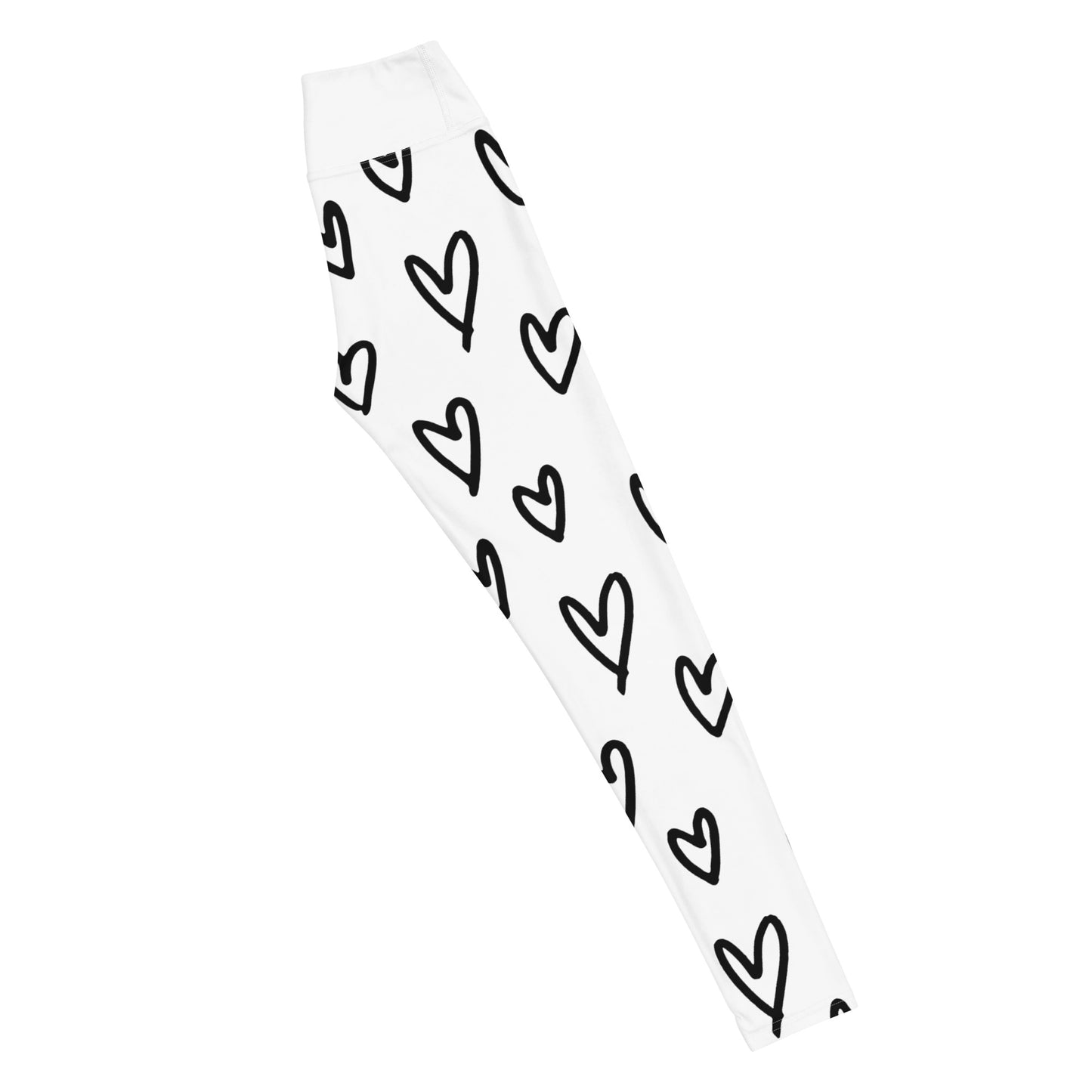 Yoga Leggings, soft, comfortable, stretchy, microfibre, white with black hearts