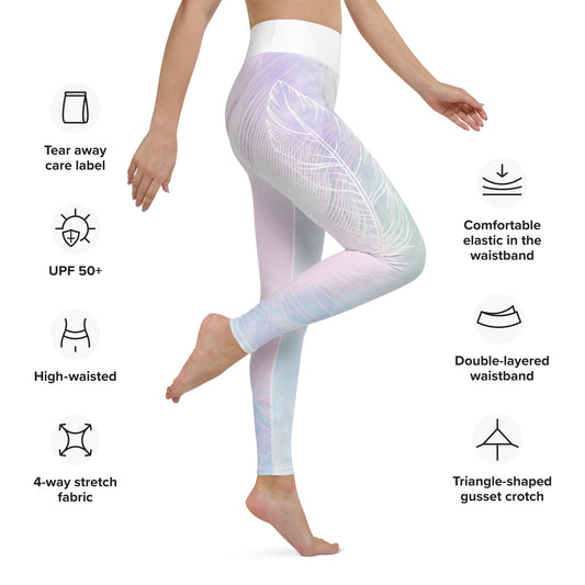 Yoga Leggings, feathery light design ,pastel colours