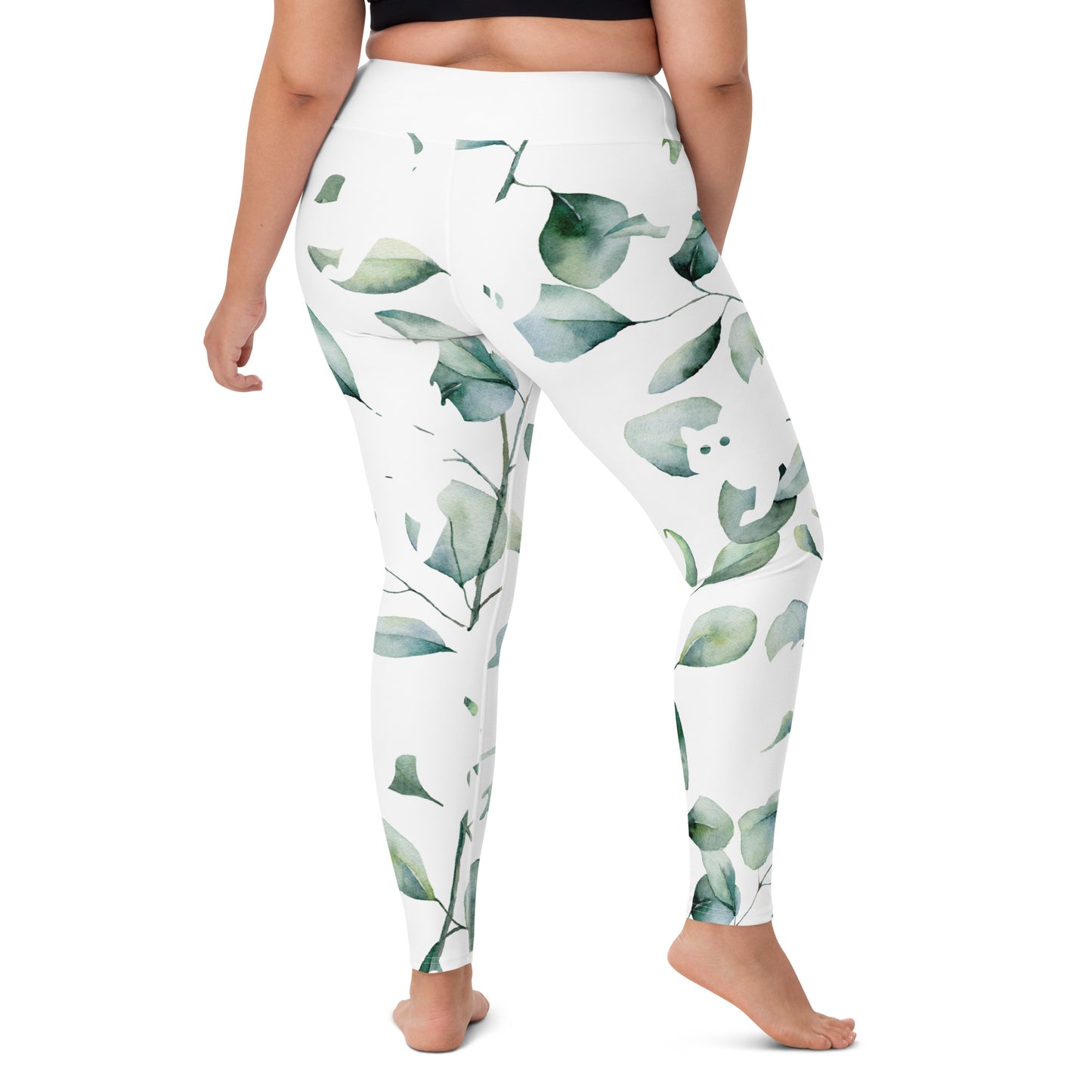 Yoga Leggings, soft, elegant, leaf green design, super soft, comfortable, stretchy, microfibre