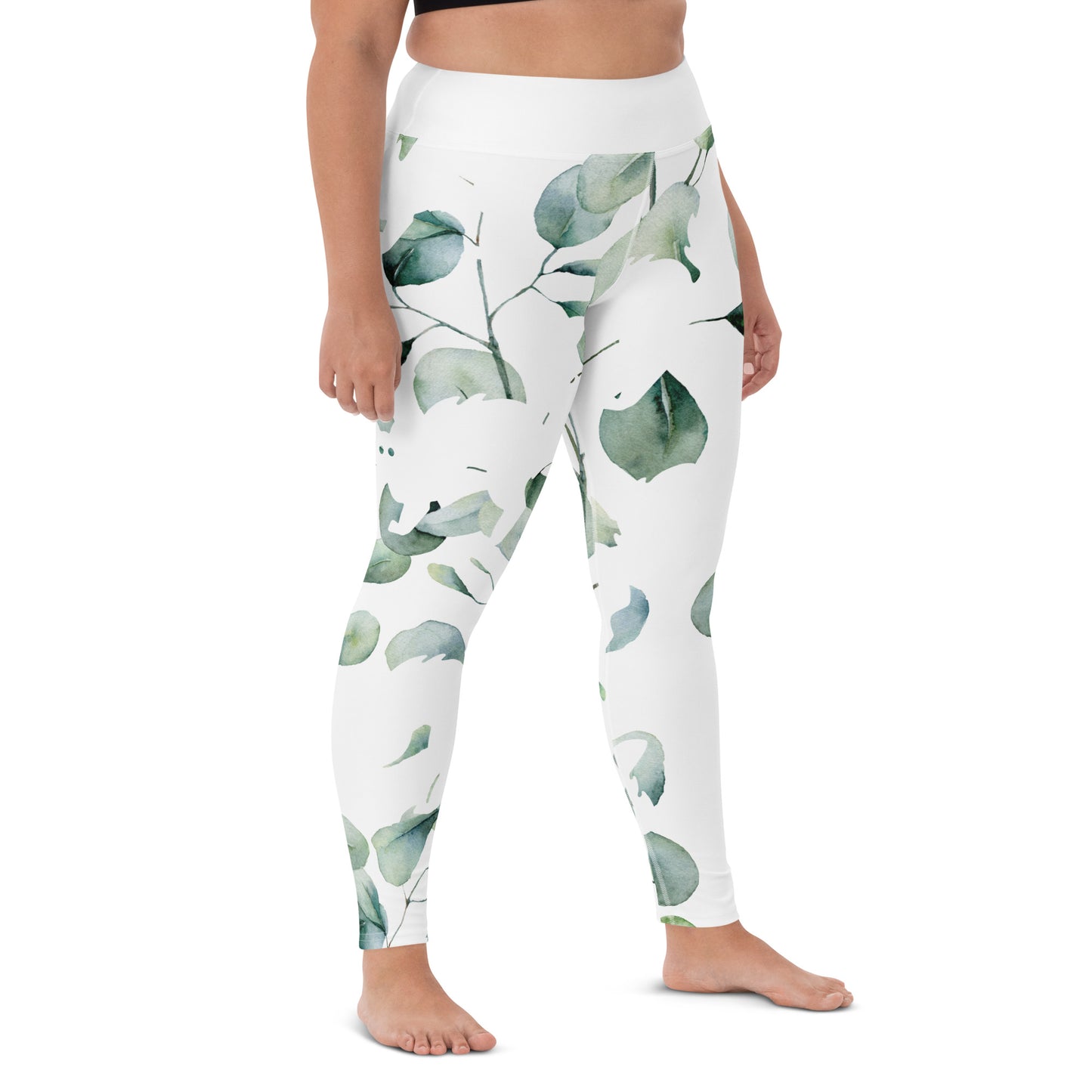 Yoga Leggings, soft, elegant, leaf green design, super soft, comfortable, stretchy, microfibre