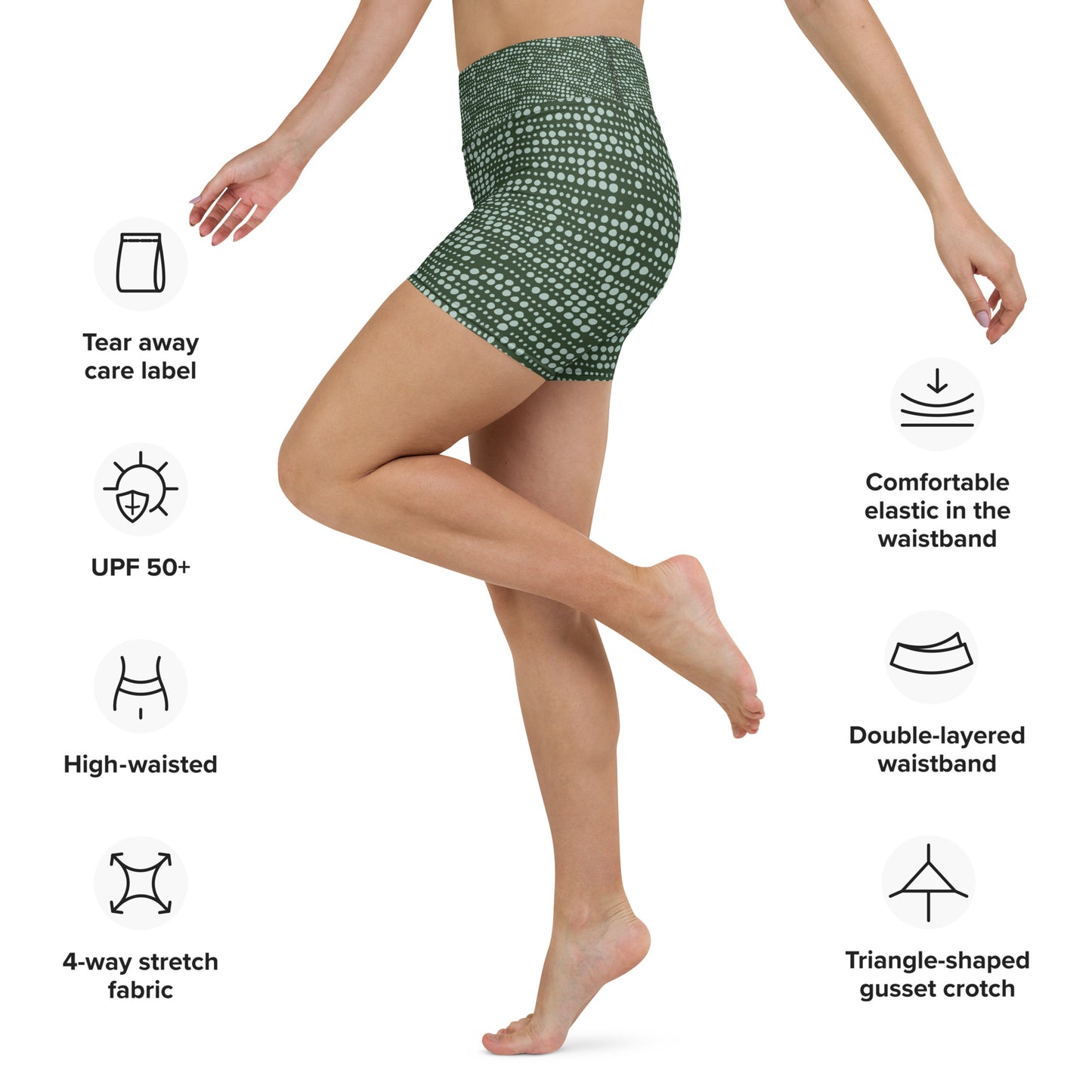 Yoga Shorts, fresh green pattern, look out for matching bralet, gym gear, yoga wear, for her