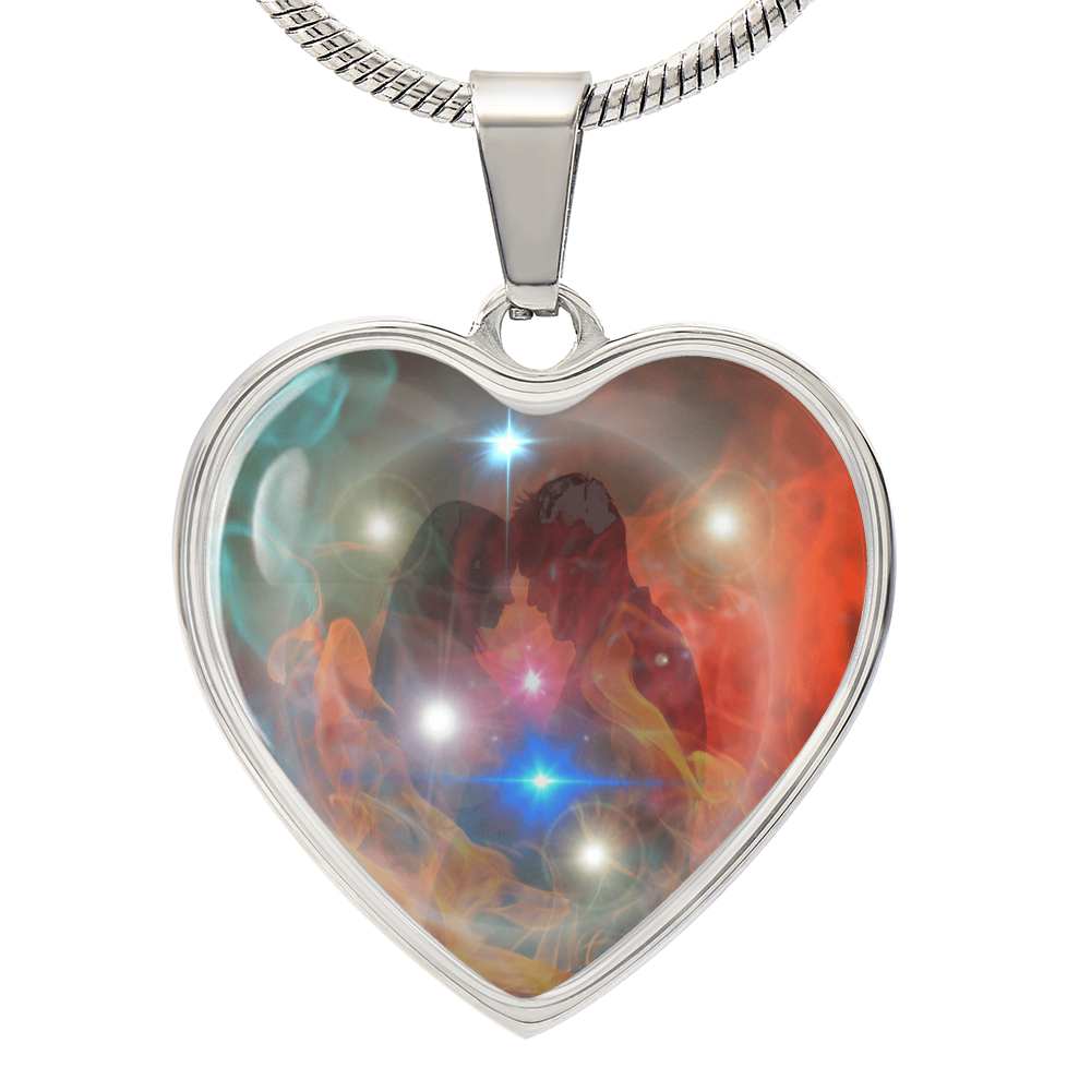 Twinflame Necklace, Twinflame Ring, light encoded image, worn over your soul seat, heart shaped, engraving option, channelled message.