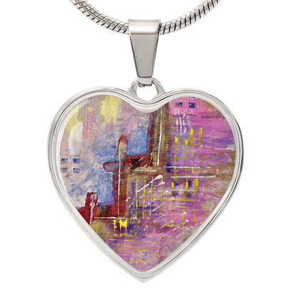 Light encoded necklace, "industry", single code, transmutes rigid, unbending programs and processes, ascending them to divine plan, heart shaped pendant, energy art