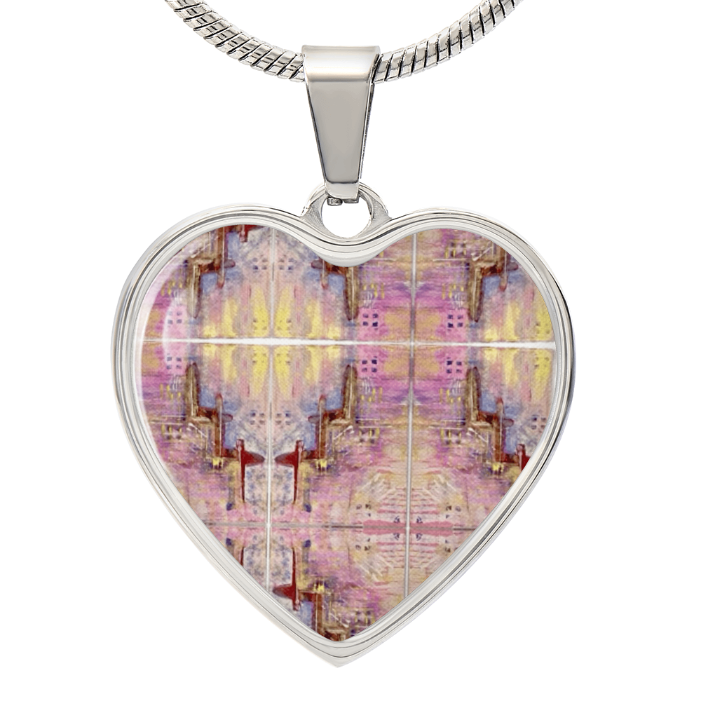 Light encoded necklace, "industry", transmutes rigid, unbending programs and processes, ascending them to divine plan, heart shaped pendant, energy art