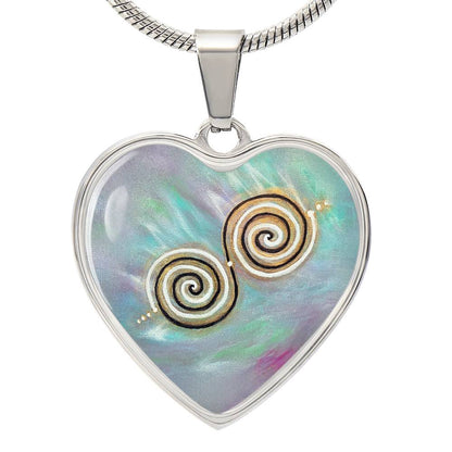 Twinflame Spiral Intention Necklace, light encoded with energies of Twinflame Unity Anchoring, heart shaped, engraving option