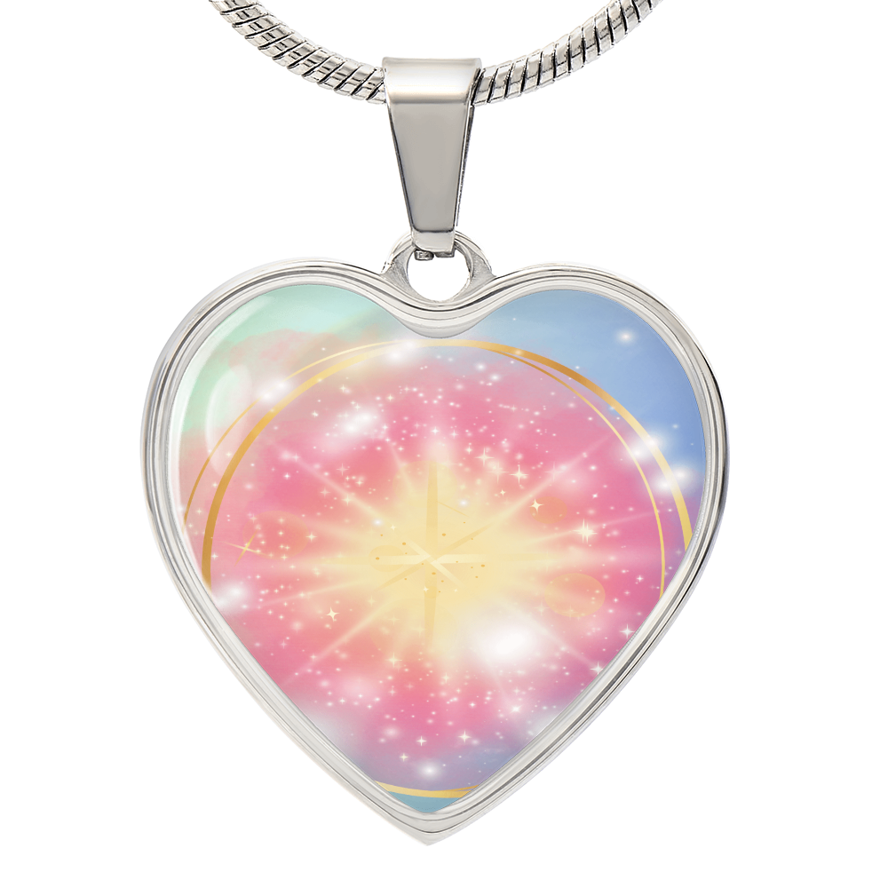 Angel Light Codes Necklace, Angel Ambriel, Vast Effects of Conscious Positivity, heart shaped pendant, engraving option