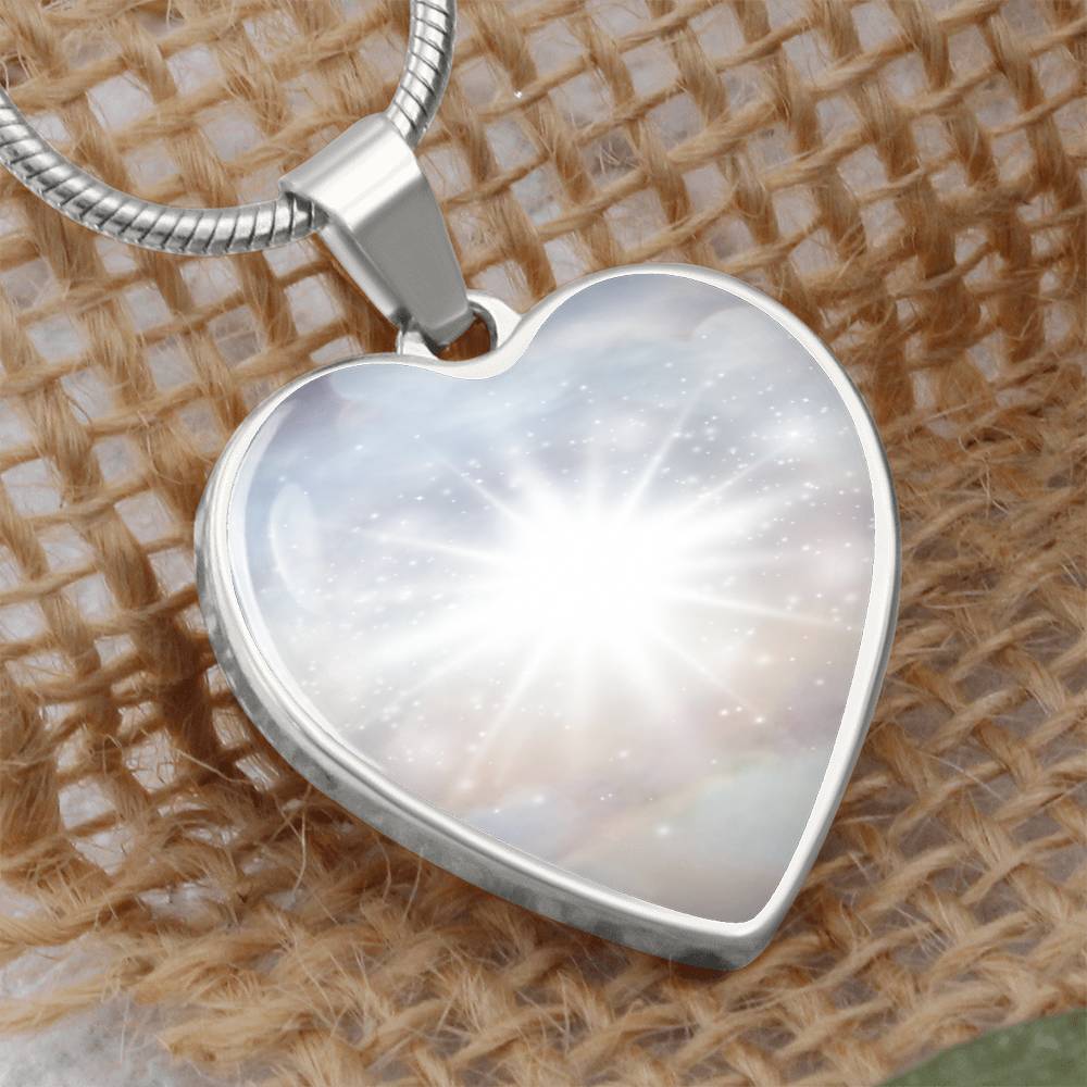 Angel Light Codes, light encoded Necklace, Angel Barachiel, Release Blocks to Success, heart shaped pendant, engraving option, personalisation