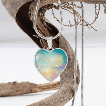 Twinflame Light Codes Necklace, light encoded with energies of twin flame Manifestation, dreaming it into reality, heart shaped, engraving