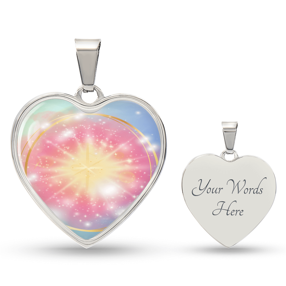 Angel Light Codes Necklace, Angel Ambriel, Vast Effects of Conscious Positivity, heart shaped pendant, engraving option