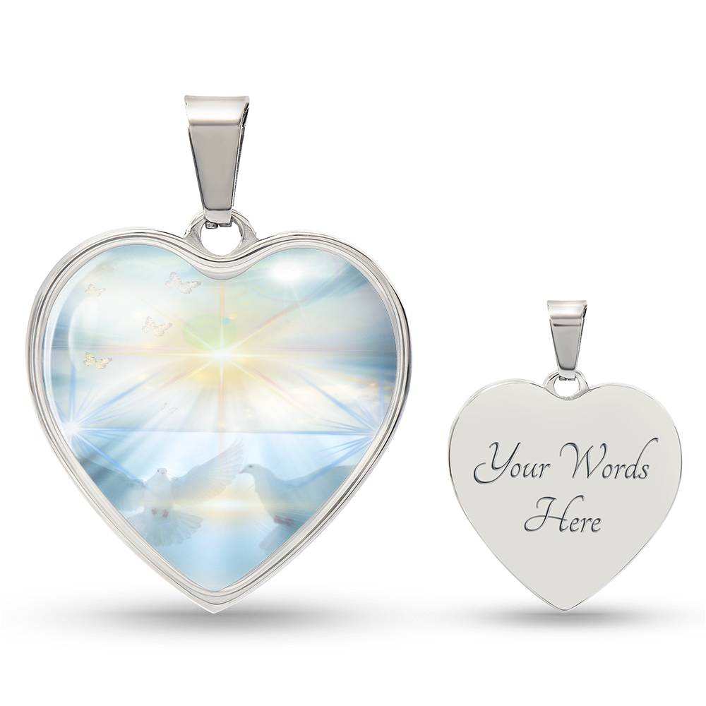 Twinflame intention necklace, Twinflame gratitude, light encoded design, heart shaped pendant