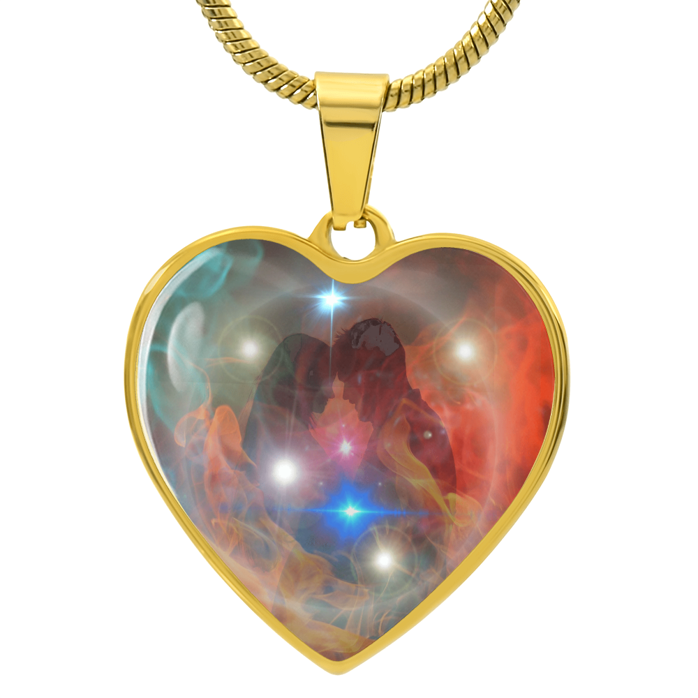 Twinflame Necklace, Twinflame Ring, light encoded image, worn over your soul seat, heart shaped, engraving option, channelled message.