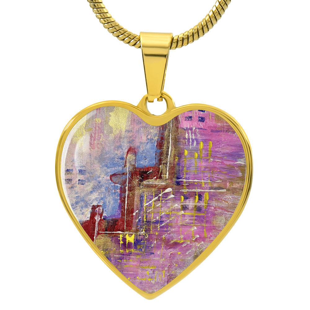 Light encoded necklace, "industry", single code, transmutes rigid, unbending programs and processes, ascending them to divine plan, heart shaped pendant, energy art