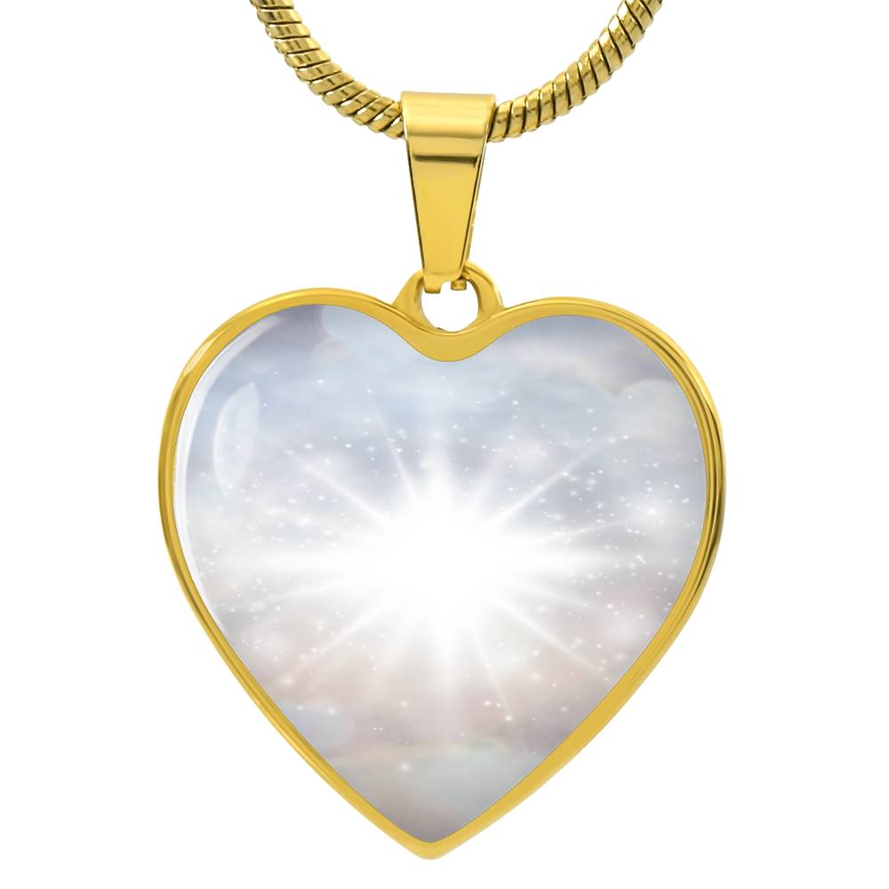 Angel Light Codes, light encoded Necklace, Angel Barachiel, Release Blocks to Success, heart shaped pendant, engraving option, personalisation