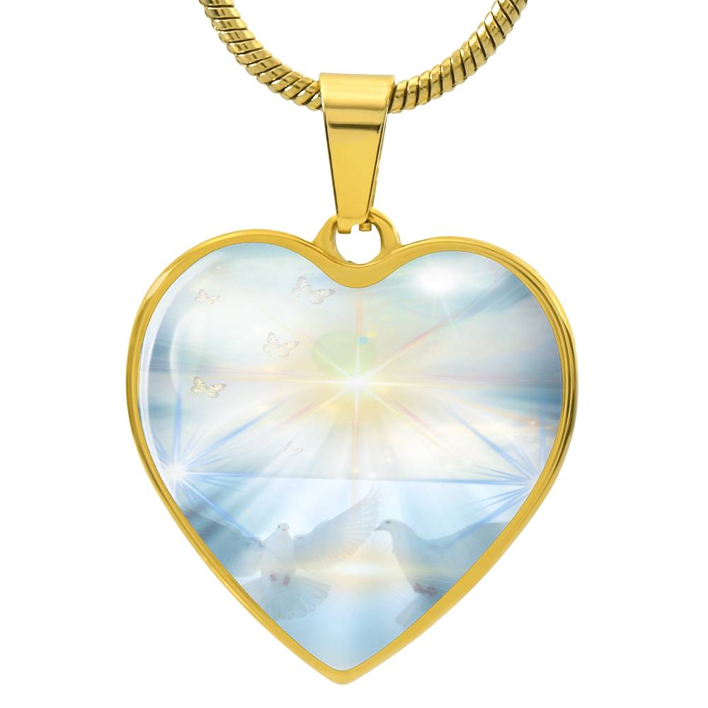 Twinflame intention necklace, Twinflame gratitude, light encoded design, heart shaped pendant