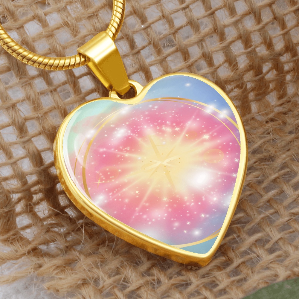 Angel Light Codes Necklace, Angel Ambriel, Vast Effects of Conscious Positivity, heart shaped pendant, engraving option