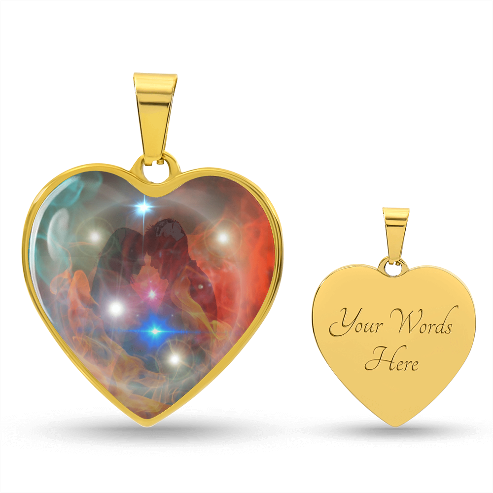 Twinflame Necklace, Twinflame Ring, light encoded image, worn over your soul seat, heart shaped, engraving option, channelled message.