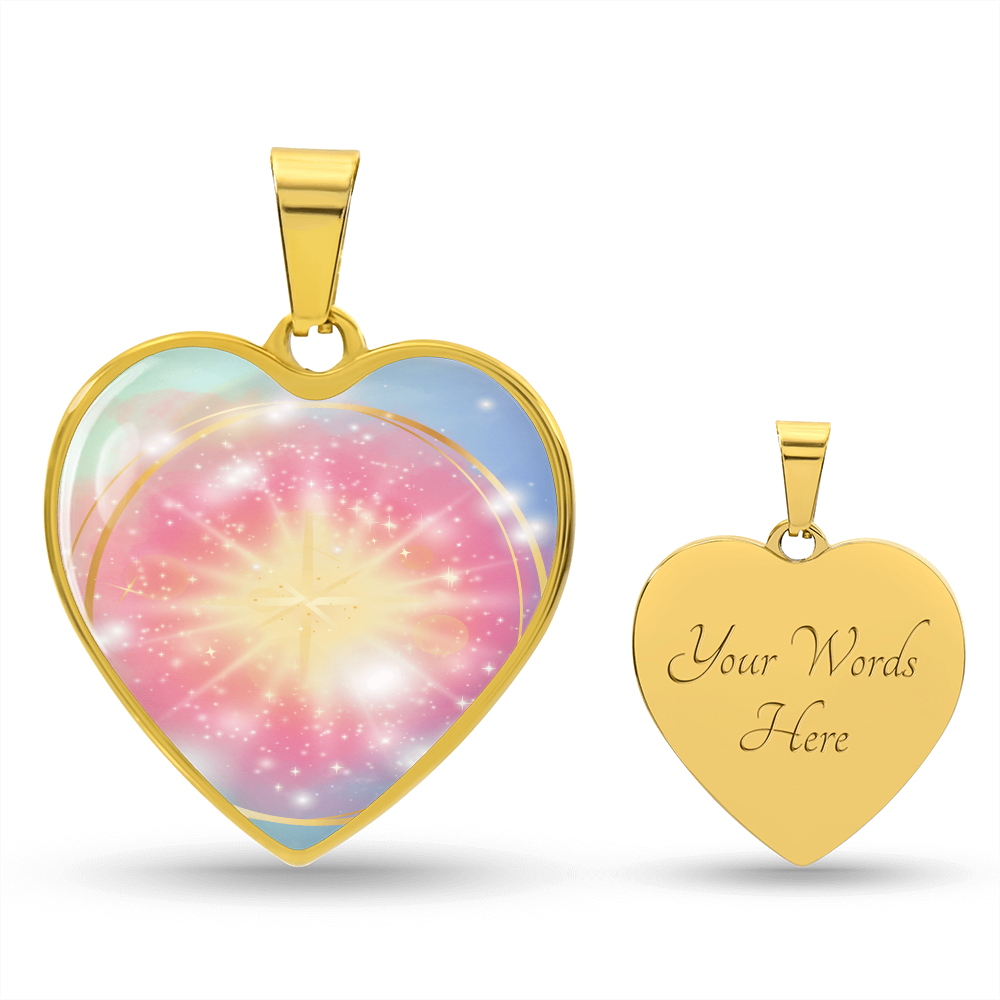 Angel Light Codes Necklace, Angel Ambriel, Vast Effects of Conscious Positivity, heart shaped pendant, engraving option