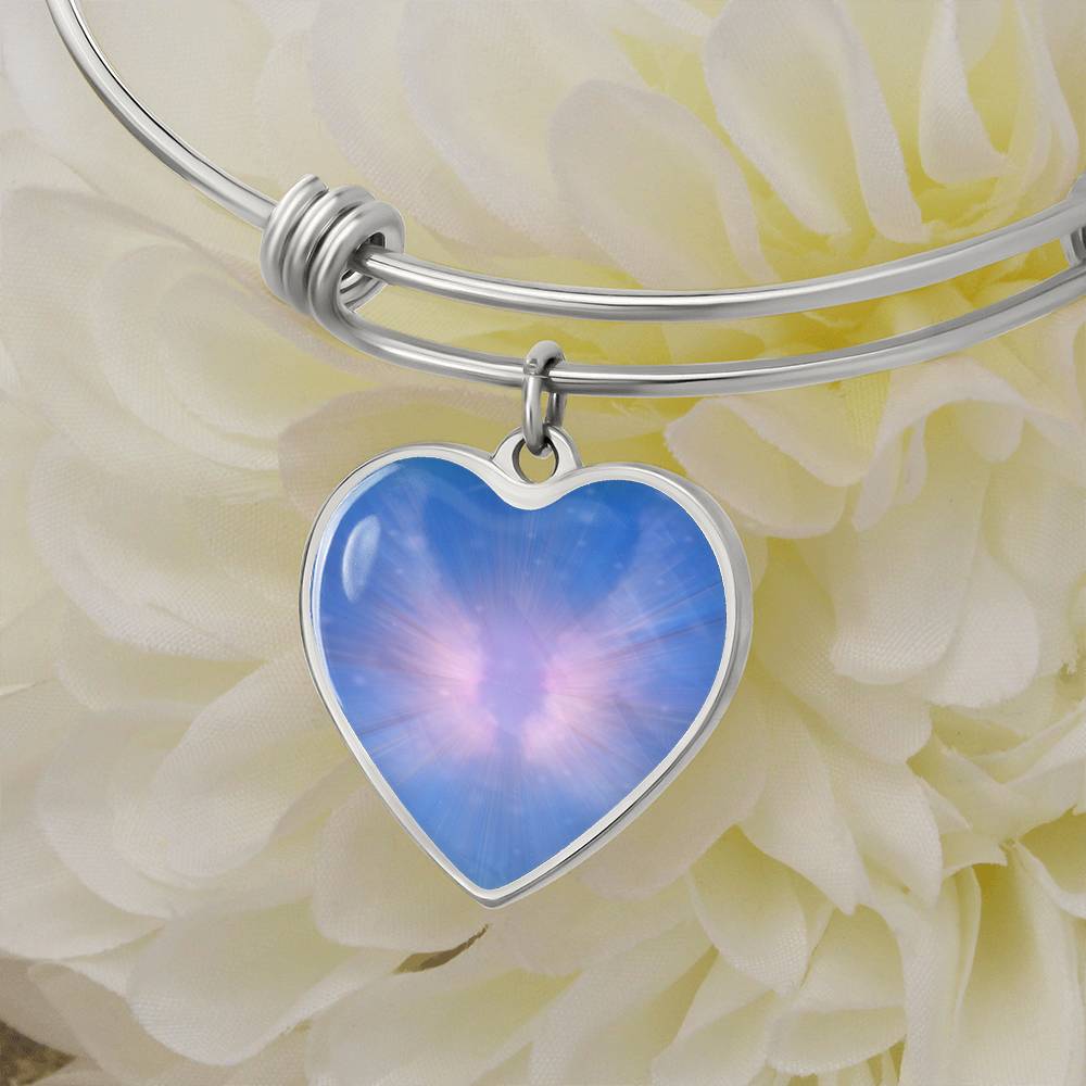 Angel Light Codes Intention Bracelet, Archangel Metatron, Clearing Interference, Light encoded, heart shaped, bangle