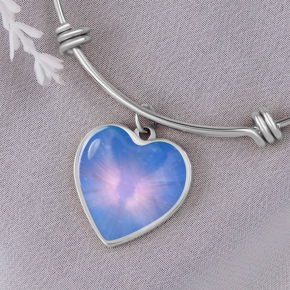 Angel Light Codes Intention Bracelet, Archangel Metatron, Clearing Interference, Light encoded, heart shaped, bangle