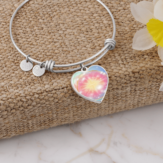 Angel Light Codes Bracelet, Ambriel, Vast Effects of Conscious Positivity, heart shaped pendant,  engraving option