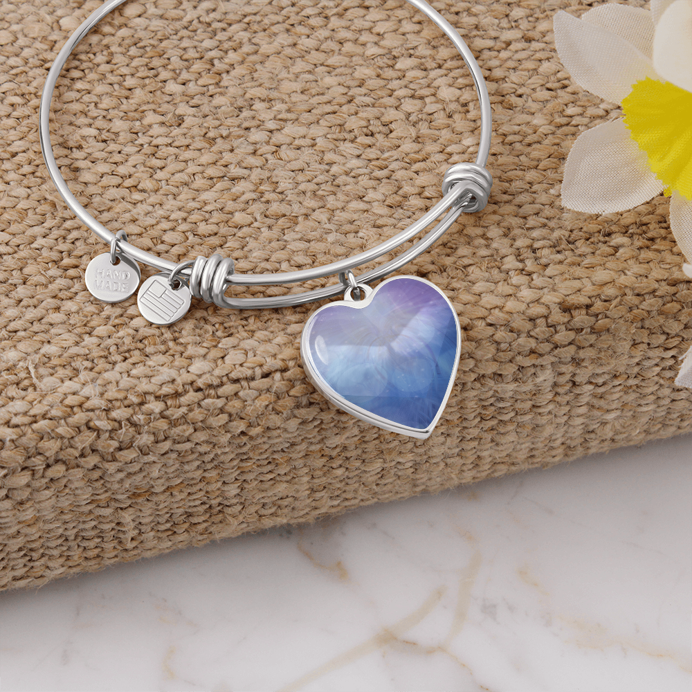 Angel Light Codes Bracelet, Archangel Jophiel, Uplifting Energies of Beauty, heart shaped pendant,  engraving option